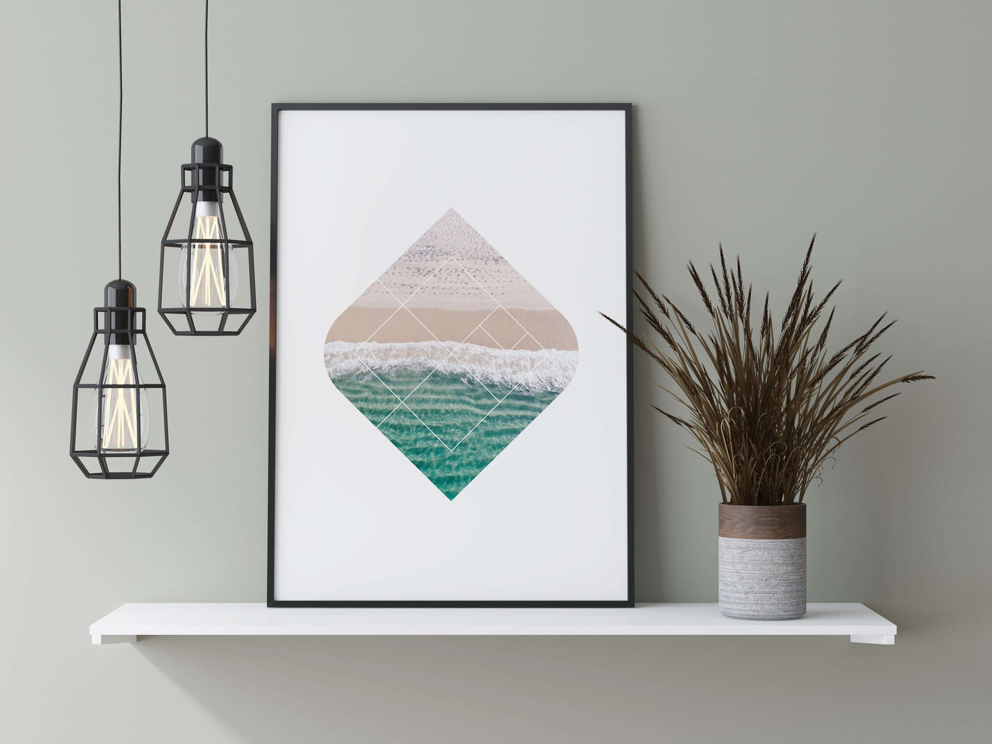Geometric Beach Print, Living Room Wall Art, Beach Prints, Abstract Prints, Modern Art, Summer Decor, Bedroom Prints, Bathroom Prints