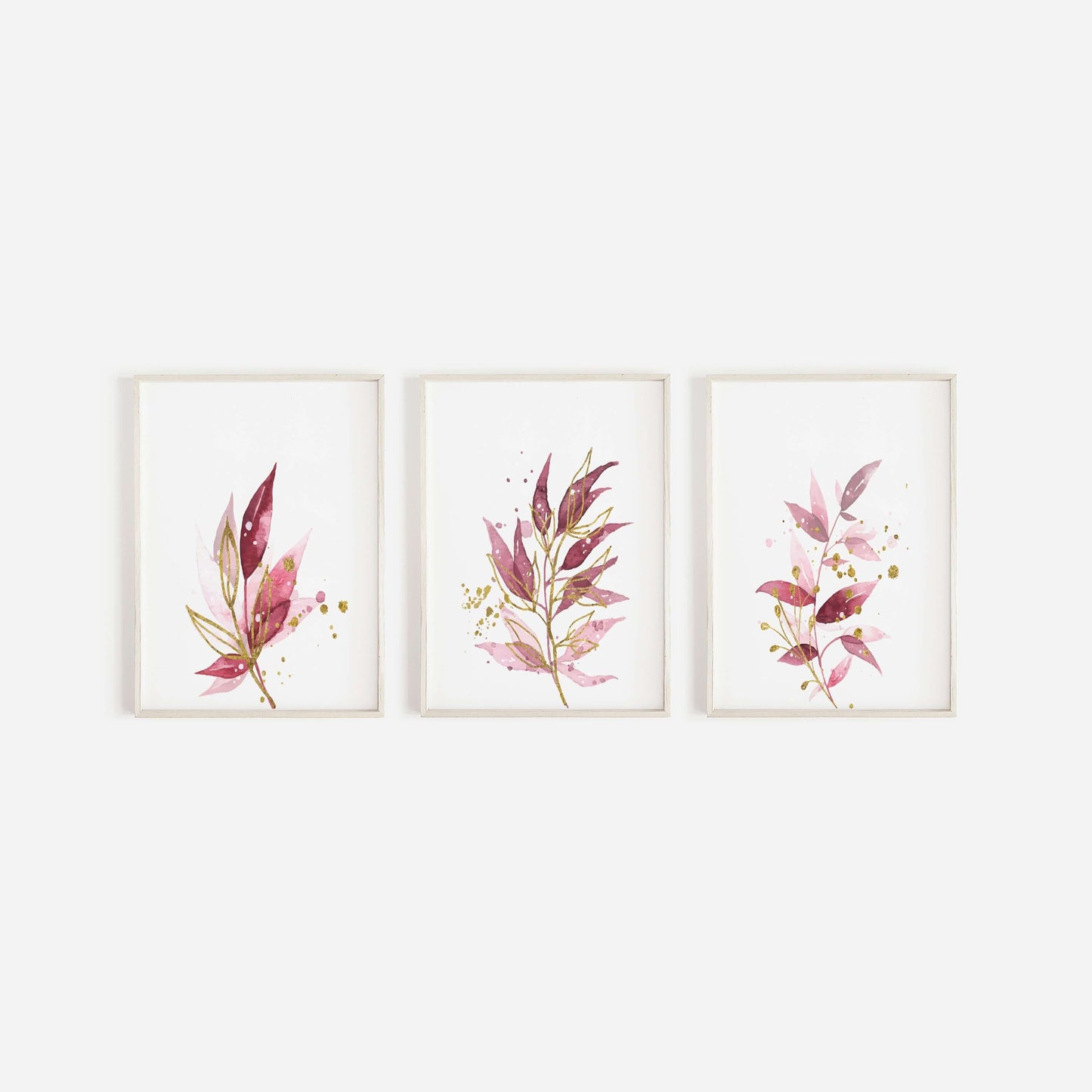 Set of 3 Botanical Prints, Wall Art, Home Decor, Botanical Illustration, Leaf Art, Watercolour Prints, Bedroom Decor, Tropical Leaf Prints