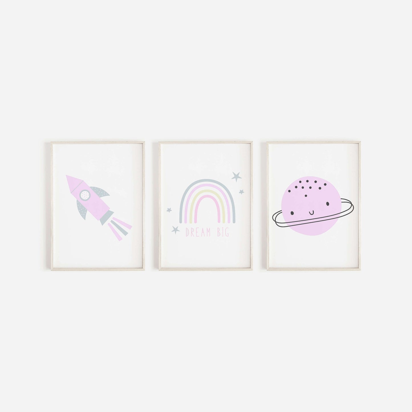 Set Of Space Prints, Girls Bedroom Prints, Kids Space Prints, Set Of 3, Dream Big, Space Prints, Home Decor, Kids Wall Decor, Nursery Prints