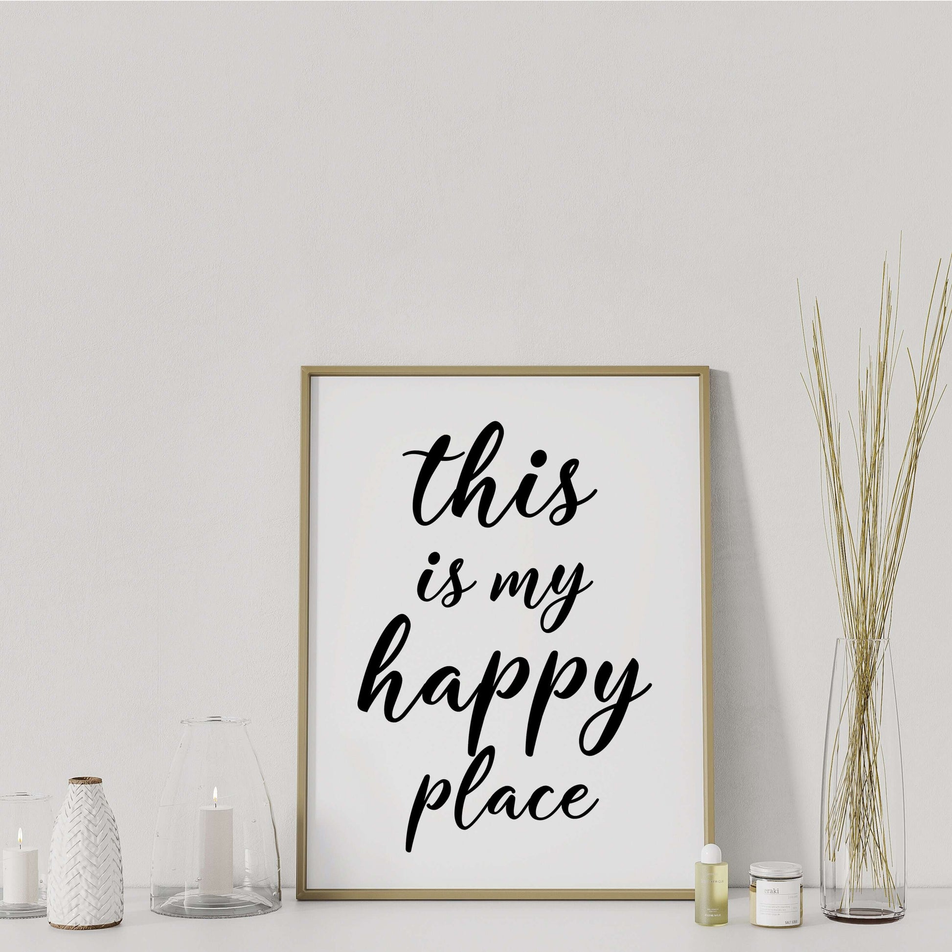 This is My Happy Place Print, Modern Home Decor, Funny Wall Art, Quote Print, Wall Art