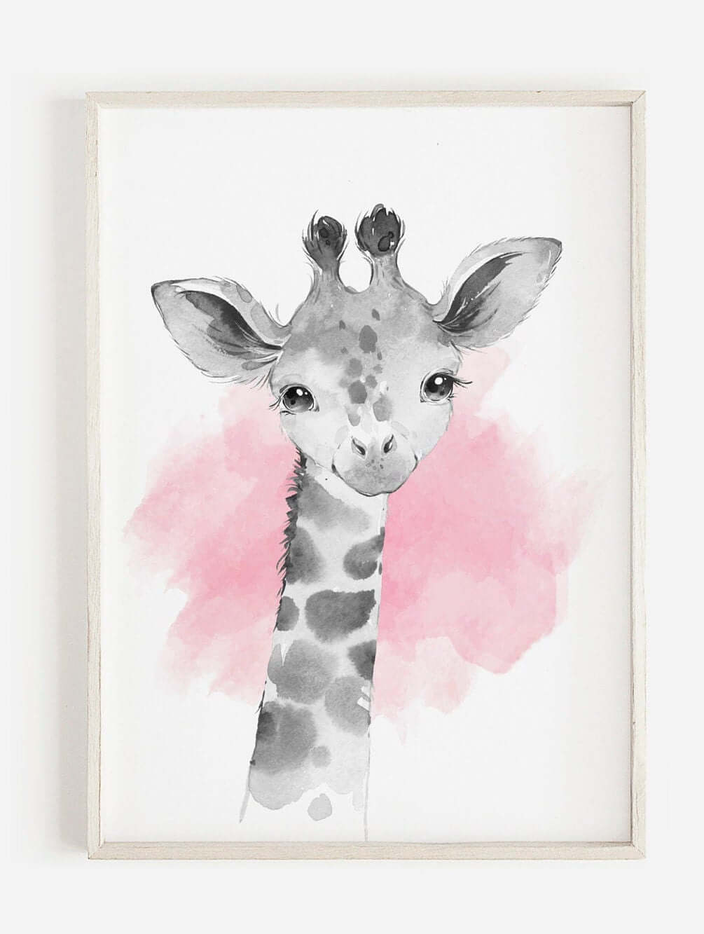 Safari Animal Prints Girls Nursery Set,Black & White With Pink Watercolour Splash,Safari Nursery Decor,Animal Nursery Prints,Nursery Art