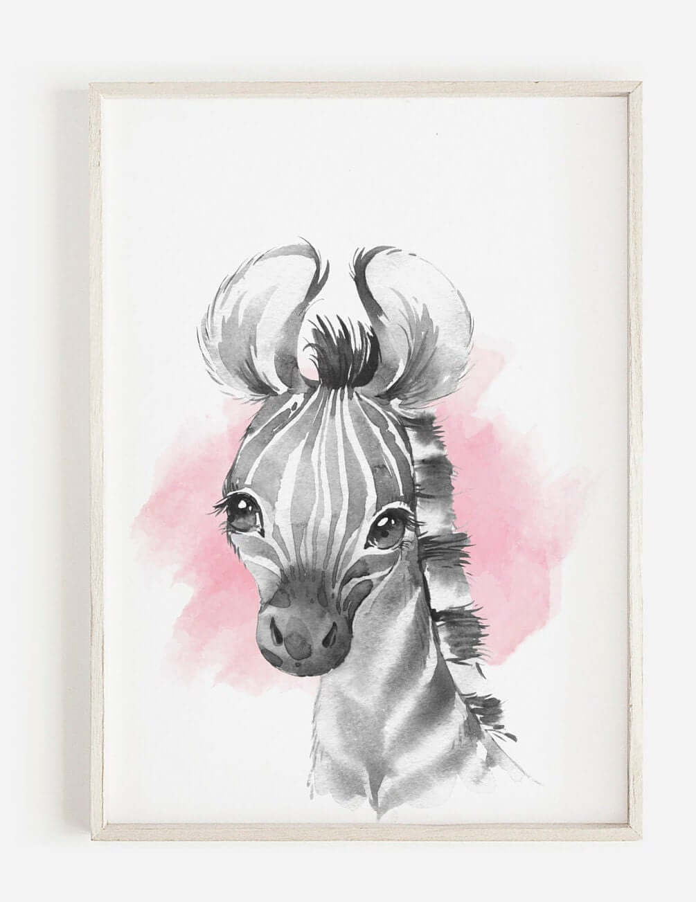 Safari Animal Prints Girls Nursery Set,Black & White With Pink Watercolour Splash,Safari Nursery Decor,Animal Nursery Prints,Nursery Art
