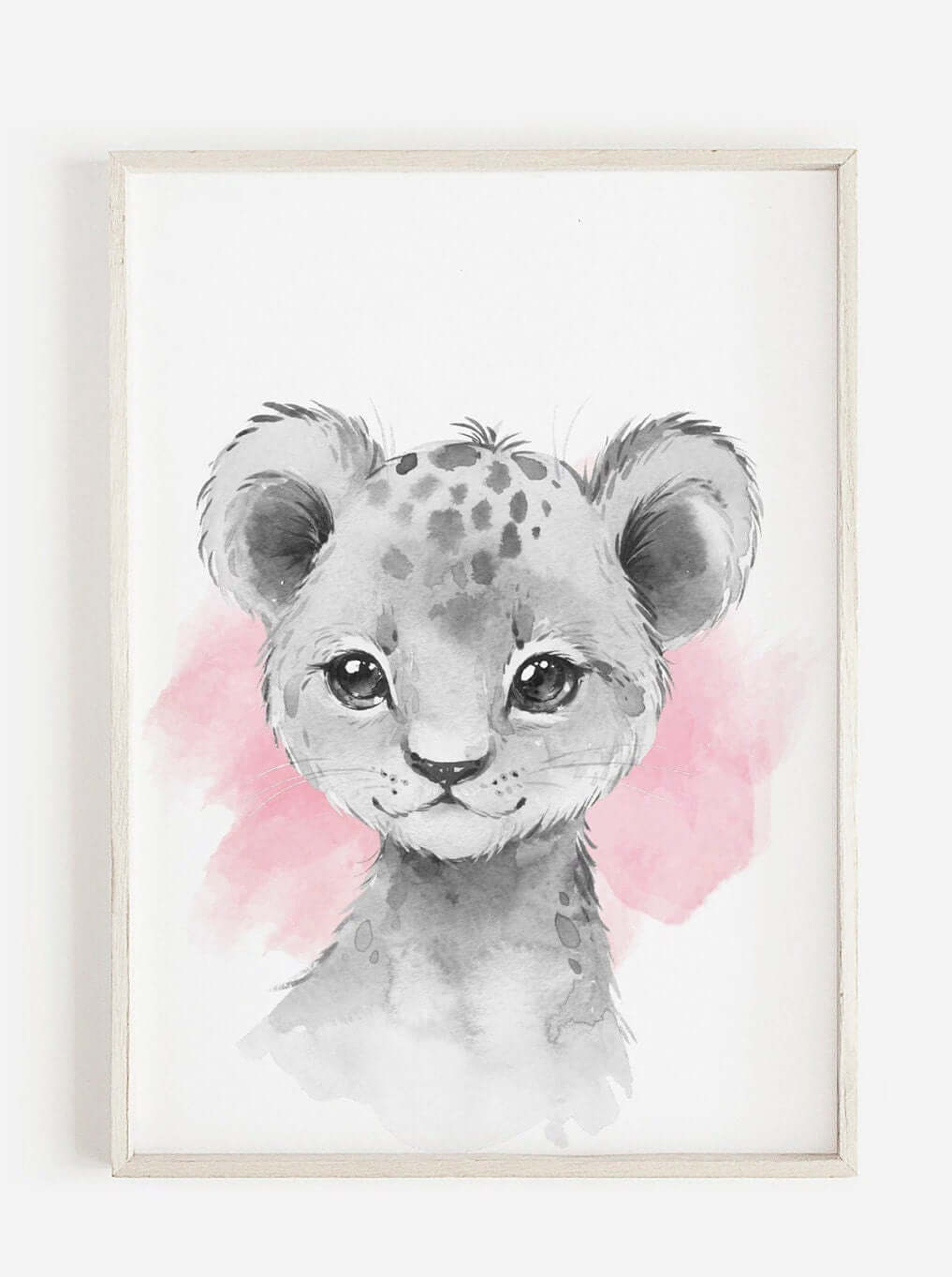 Safari Animal Prints Girls Nursery Set,Black & White With Pink Watercolour Splash,Safari Nursery Decor,Animal Nursery Prints,Nursery Art