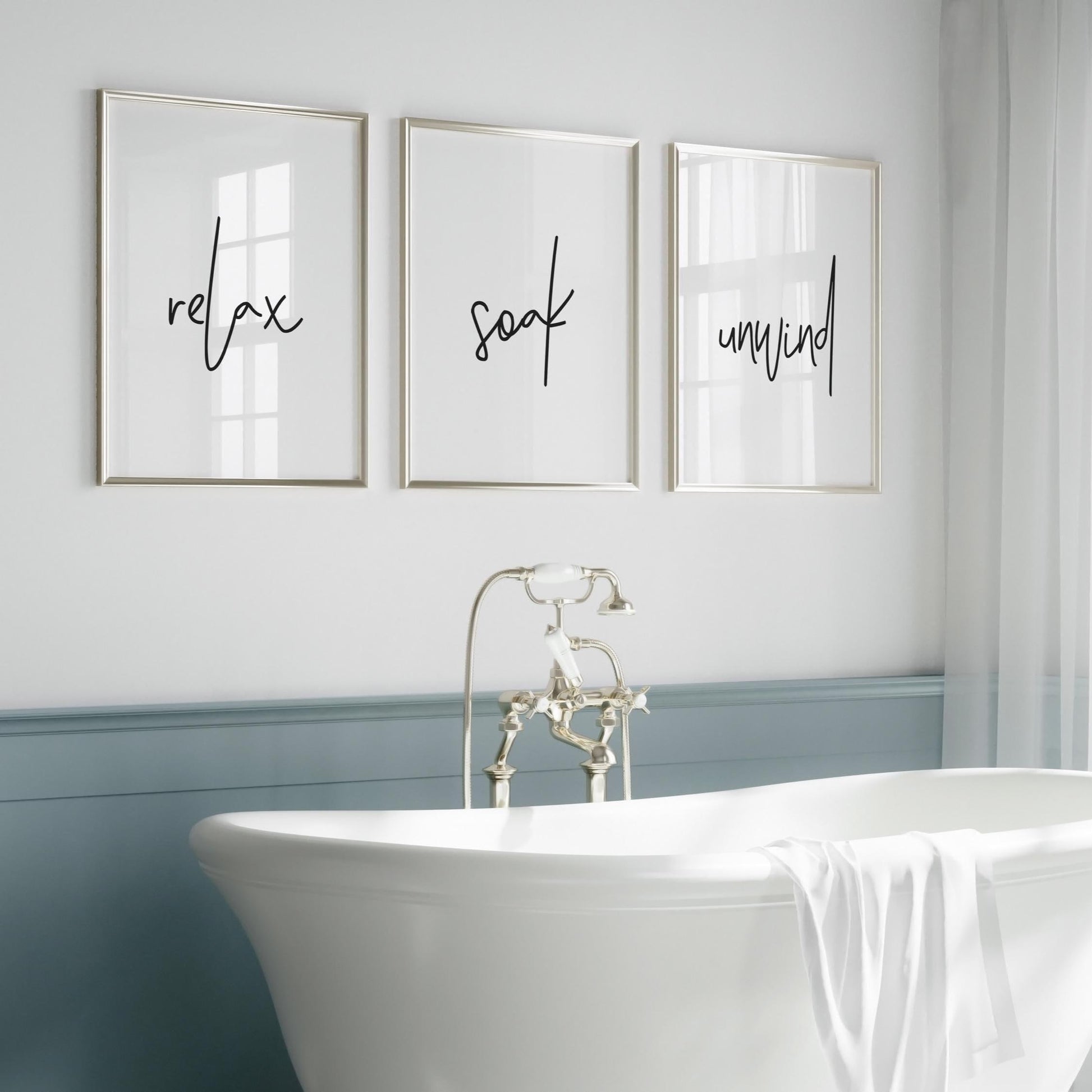 Bathroom Prints, Relax Soak Unwind, Set Of 3, Bathroom Wall Art, Bathroom Decor, Bathroom Art, Home Decor, Relax and Unwind Prints, Bathroom