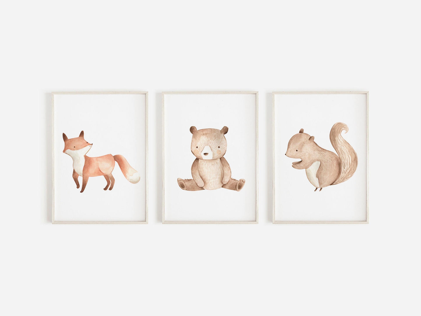 Woodland Animal Nursery Prints, Nursery Decor, Watercolour Prints, Nursery Animal Prints,Nursery Illustrations,Boys And Girls Nursery Prints