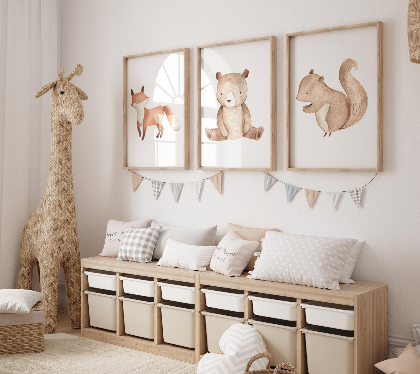 Woodland Animal Nursery Prints, Nursery Decor, Watercolour Prints, Nursery Animal Prints,Nursery Illustrations,Boys And Girls Nursery Prints