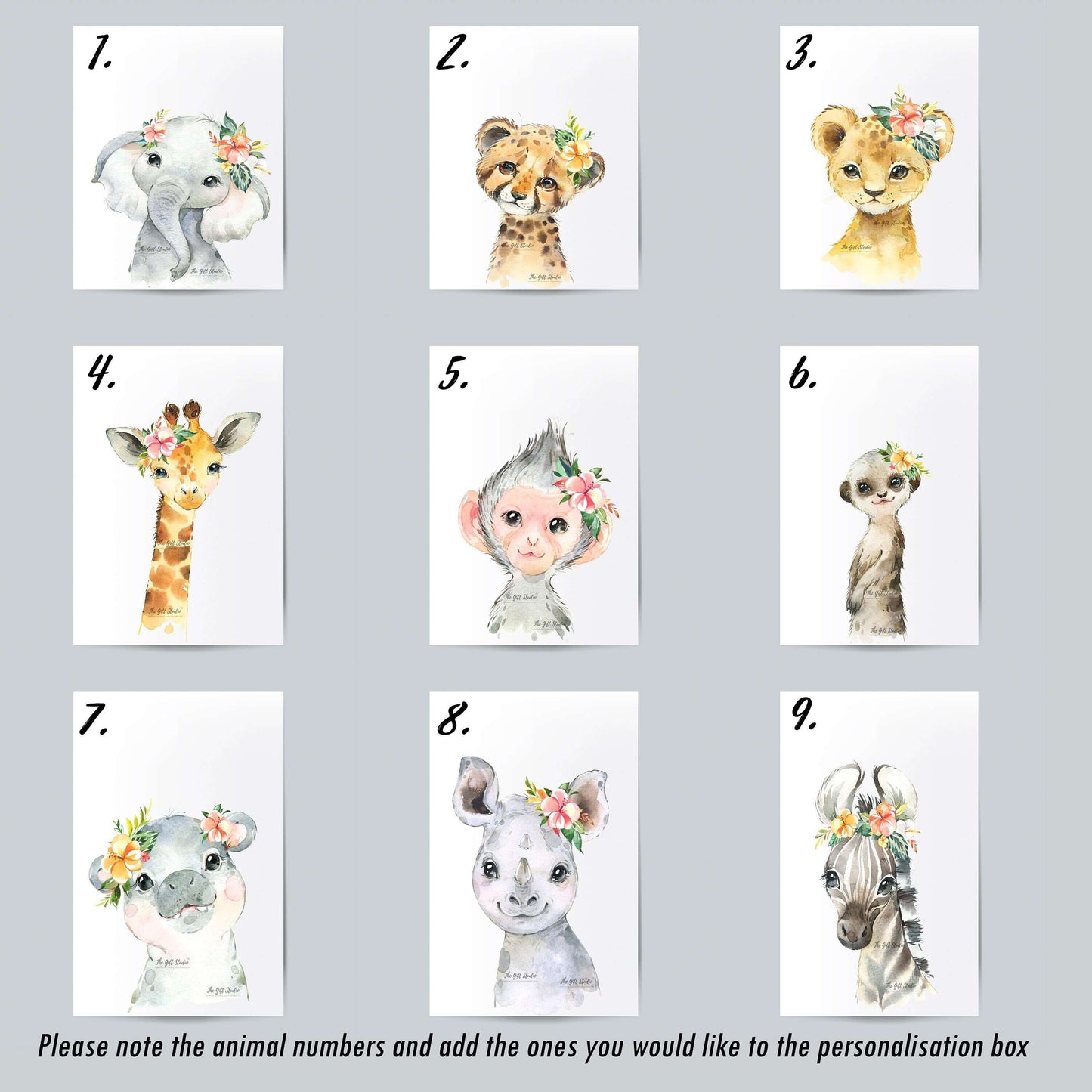 Safari Animals Baby Girls Nursery Set, Safari Nursery Decor, Animal Nursery Prints, Nursery wall art, Set of Nursery Prints, Pink Flowers