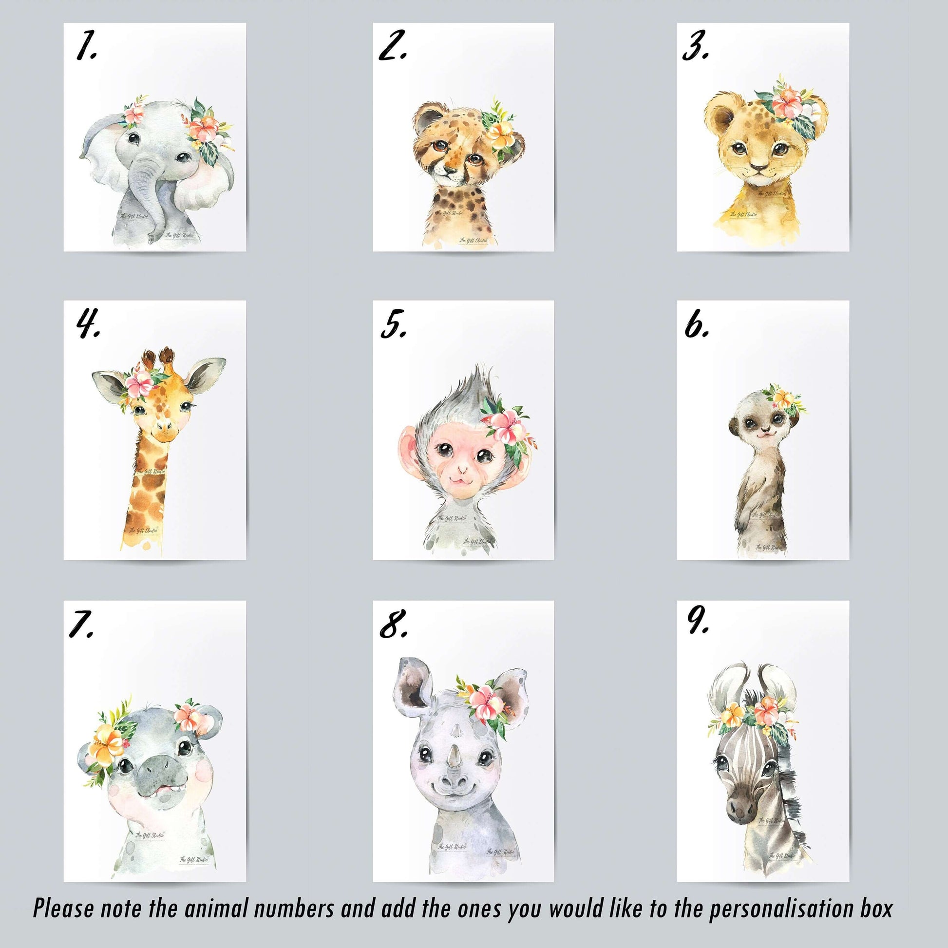 Safari Animals Baby Girls Nursery Set, Safari Nursery Decor, Animal Nursery Prints, Nursery wall art, Set of Nursery Prints, Pink Flowers