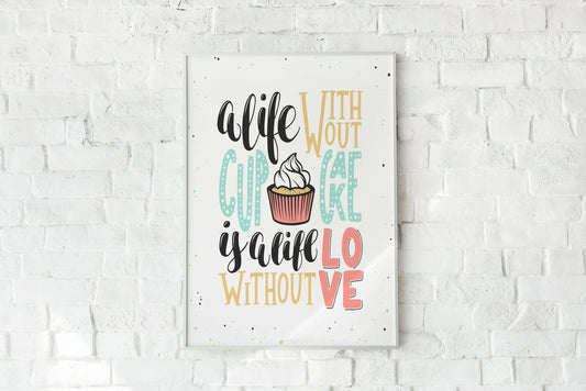 Cupcake Love Print, Home Decor, Kitchen Decor, Kitchen Print, Home Print, Cupcake Print, Wall Art, Cupcake Quote, Fun Wall Art, Print, Gift
