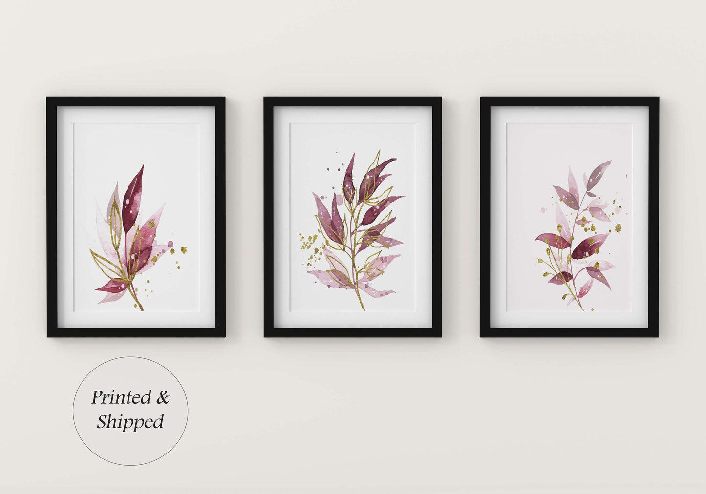 Set of 3 Botanical Prints, Wall Art, Home Decor, Botanical Illustration, Leaf Art, Watercolour Prints, Bedroom Decor, Tropical Leaf Prints