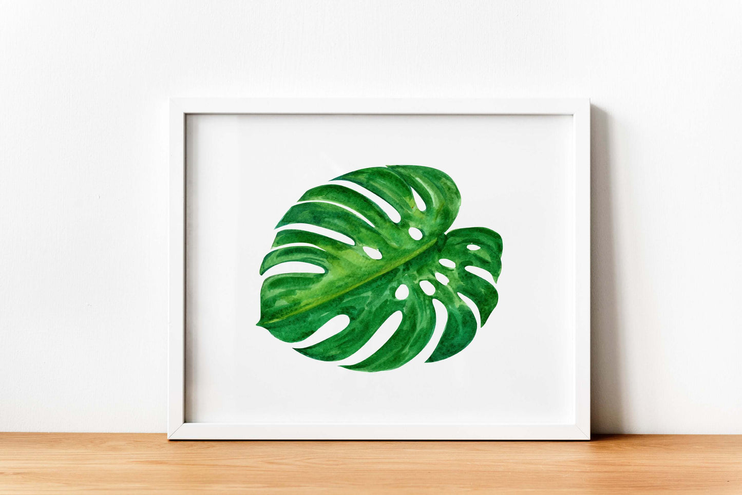 Green Monstera Leaf Print, Wall Art, Home Decor, Bathroom Decor, Botanical Illustration, Tropical, Leaf Print, Bathroom Prints, Home Prints