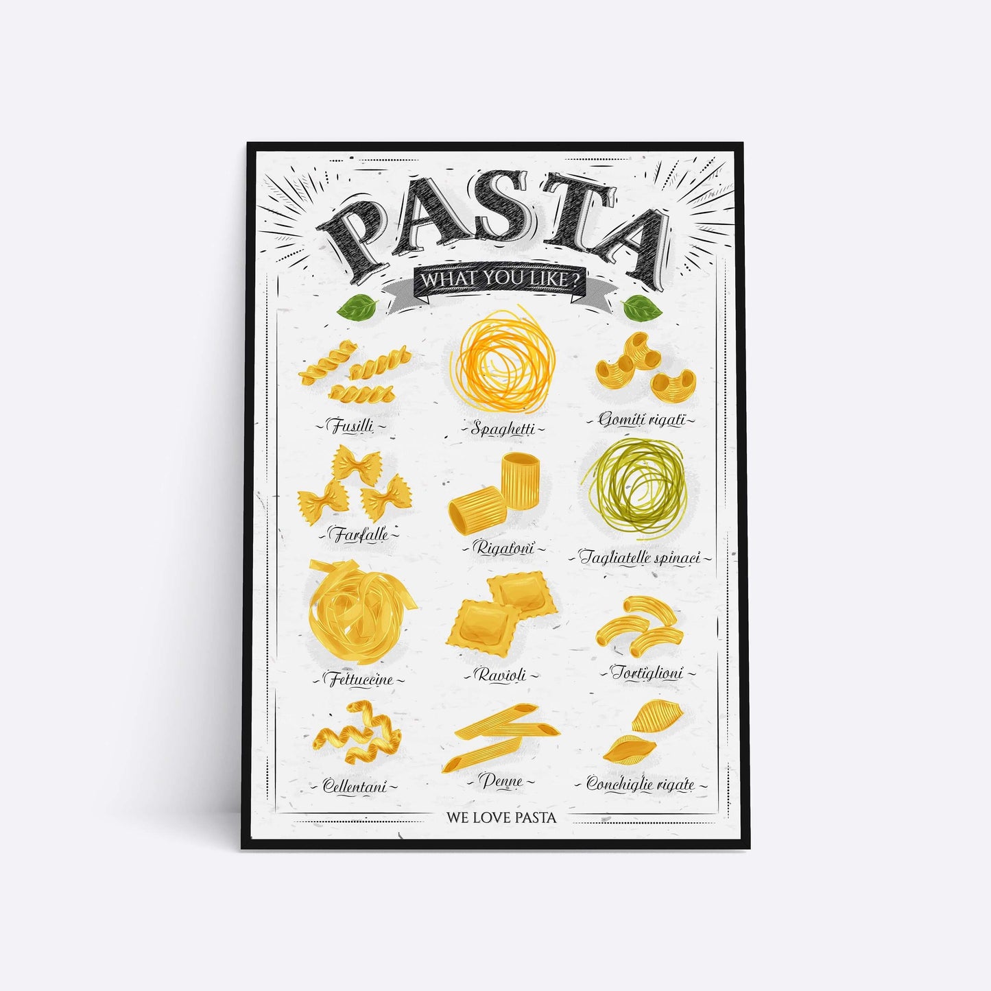 Pasta Guide Print, Pasta Guide, Types Of Pasta, Kitchen Wall Art, Kitchen Decor, Home Decor, Home Print, Wall Art
