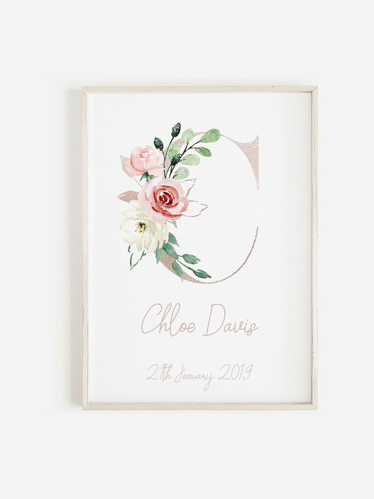 Girls Personalised Floral Initial Print