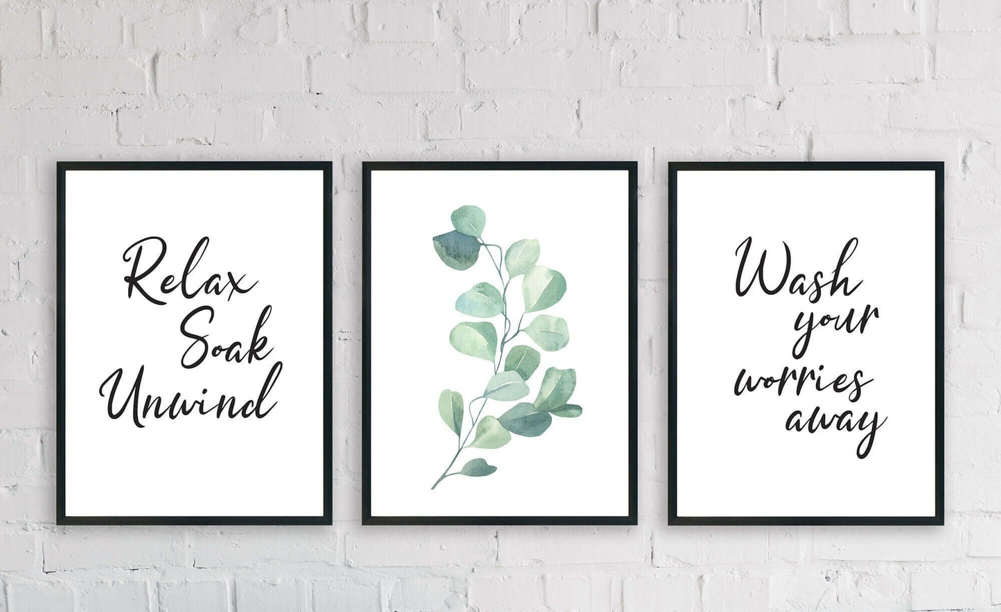 Set Of 3 Bathroom Prints, Wall Art, Home Decor, Bathroom Decor, Relax Soak Unwind, Botanical Prints, Bathroom Prints, Home Prints