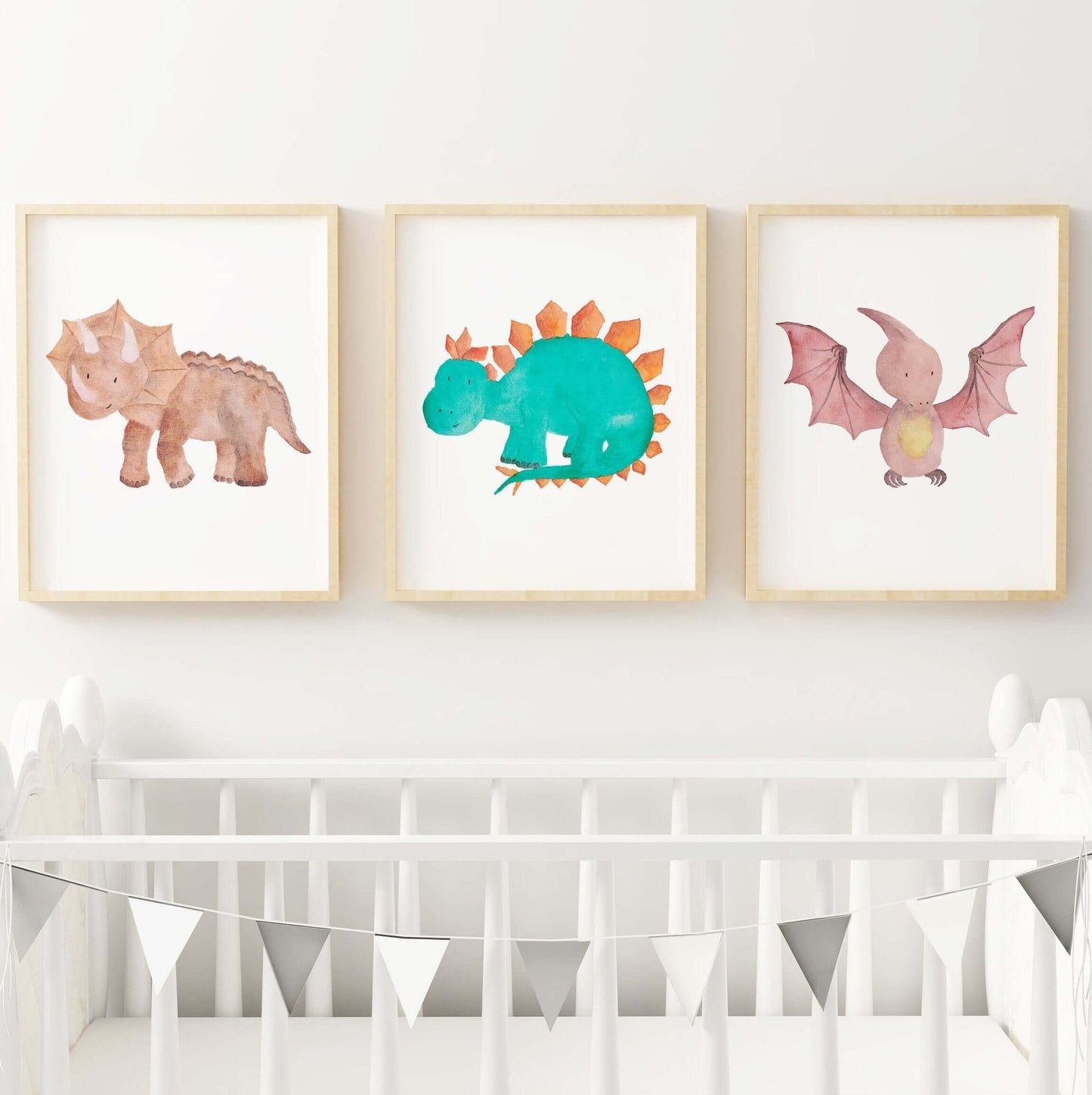 Nursery Wall Art, Nursery Decor, Watercolour Prints, Dinosaur Wall Art, Dinosaur Bedroom Prints, Children's Wall Art, Nursery Prints