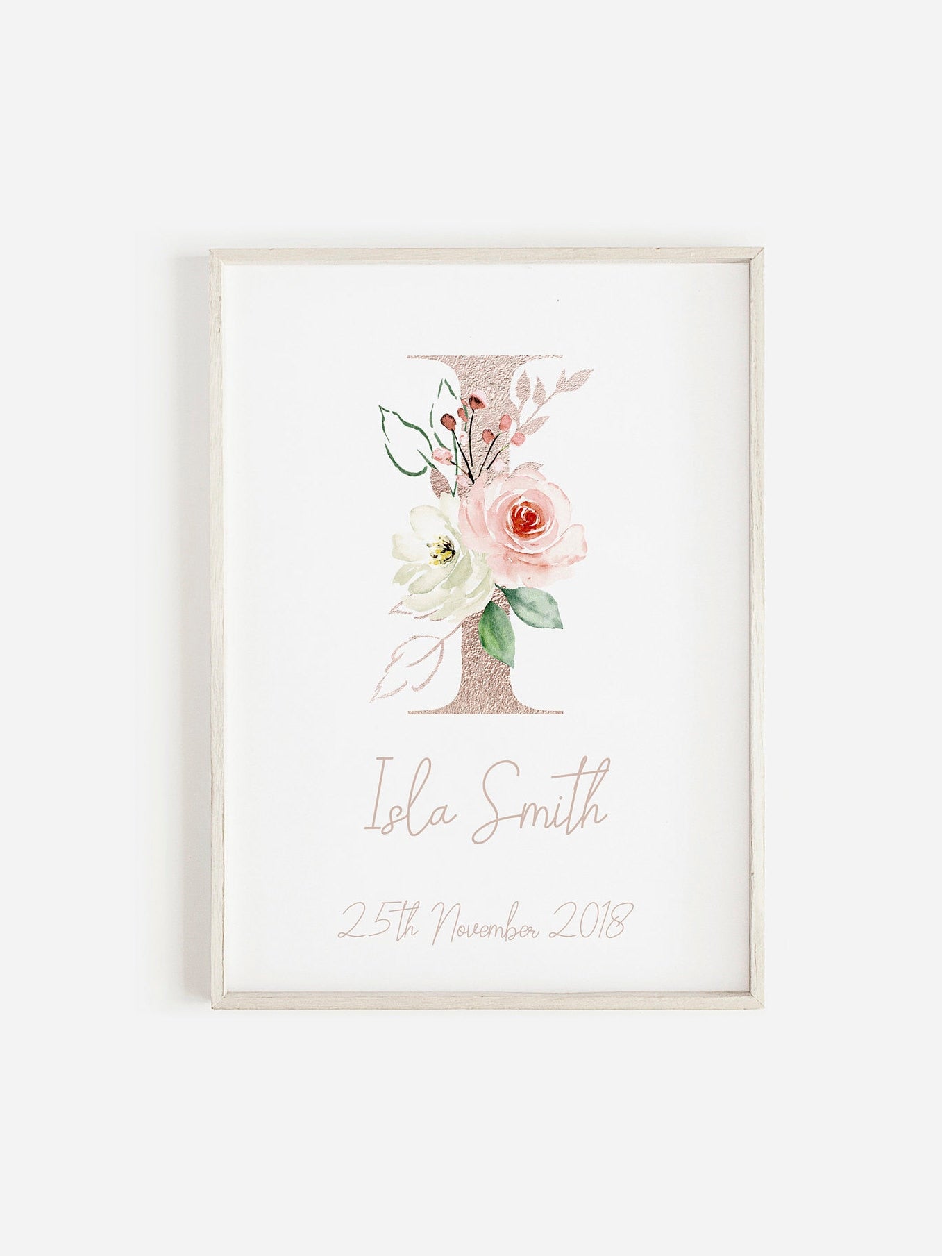 Girls Personalised Floral Initial Print
