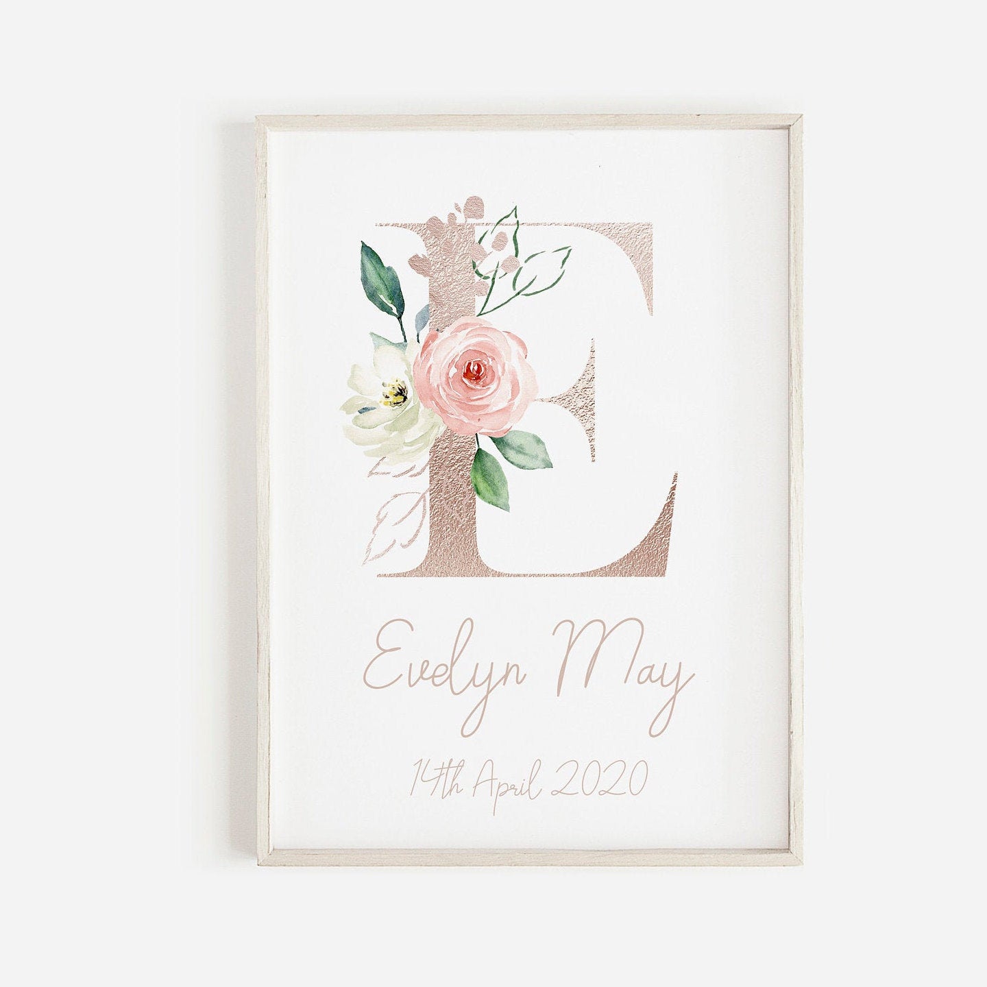 Girls Personalised Floral Initial Print