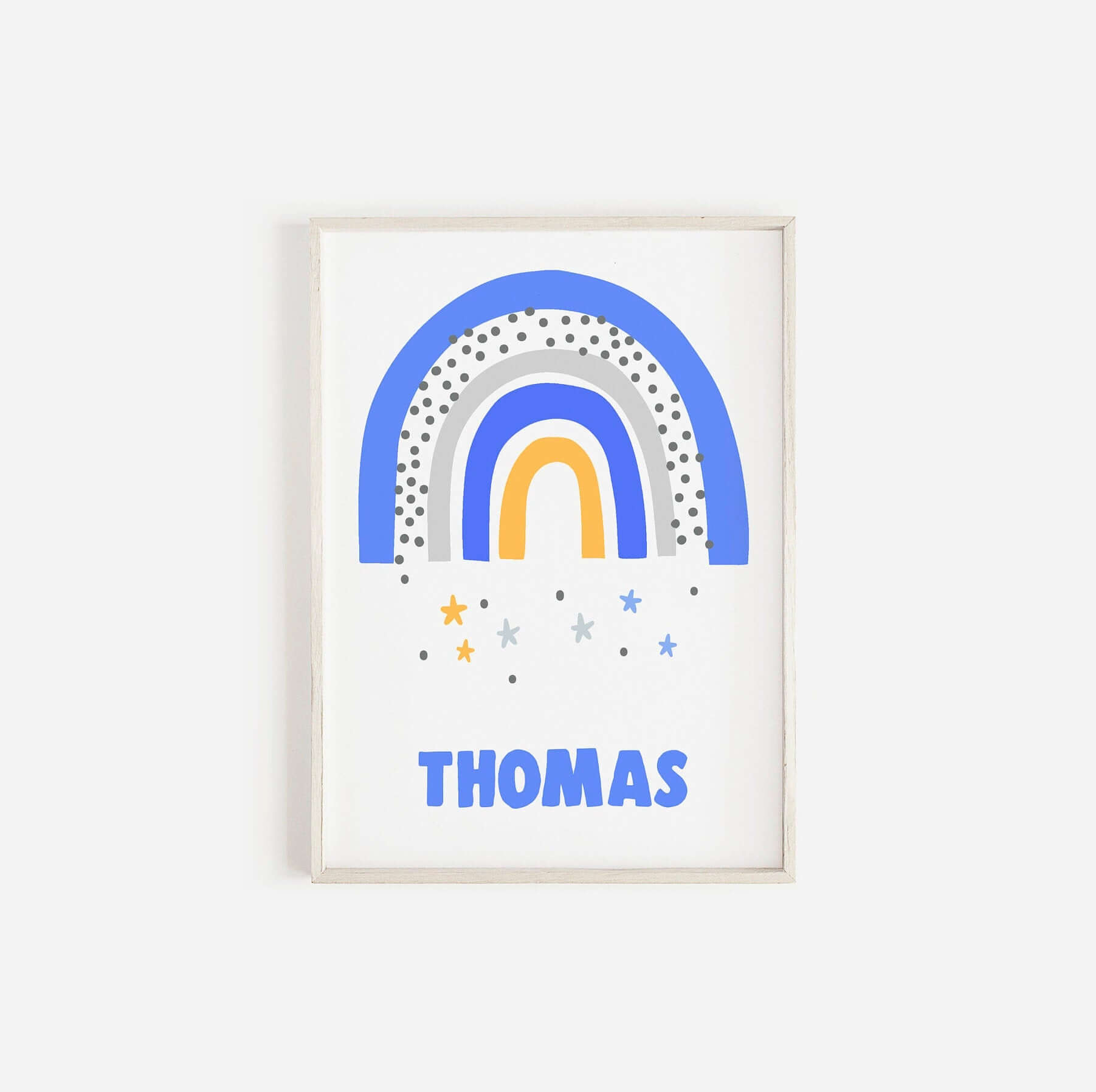 Personalised Initial Rainbow Print, Nursery Wall Art, Nursery Decor, Baby Shower Gift, Scandi Prints, Nursery Prints, Blue Print, Rainbow