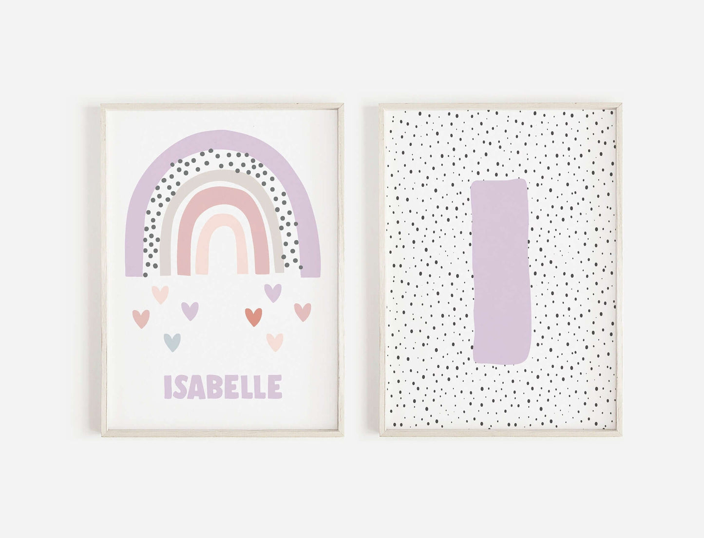 Personalised Initial Rainbow Print Set Of 2, Nursery Wall Art, Nursery Decor, Baby Shower Gift, Scandi Prints, Nursery Prints