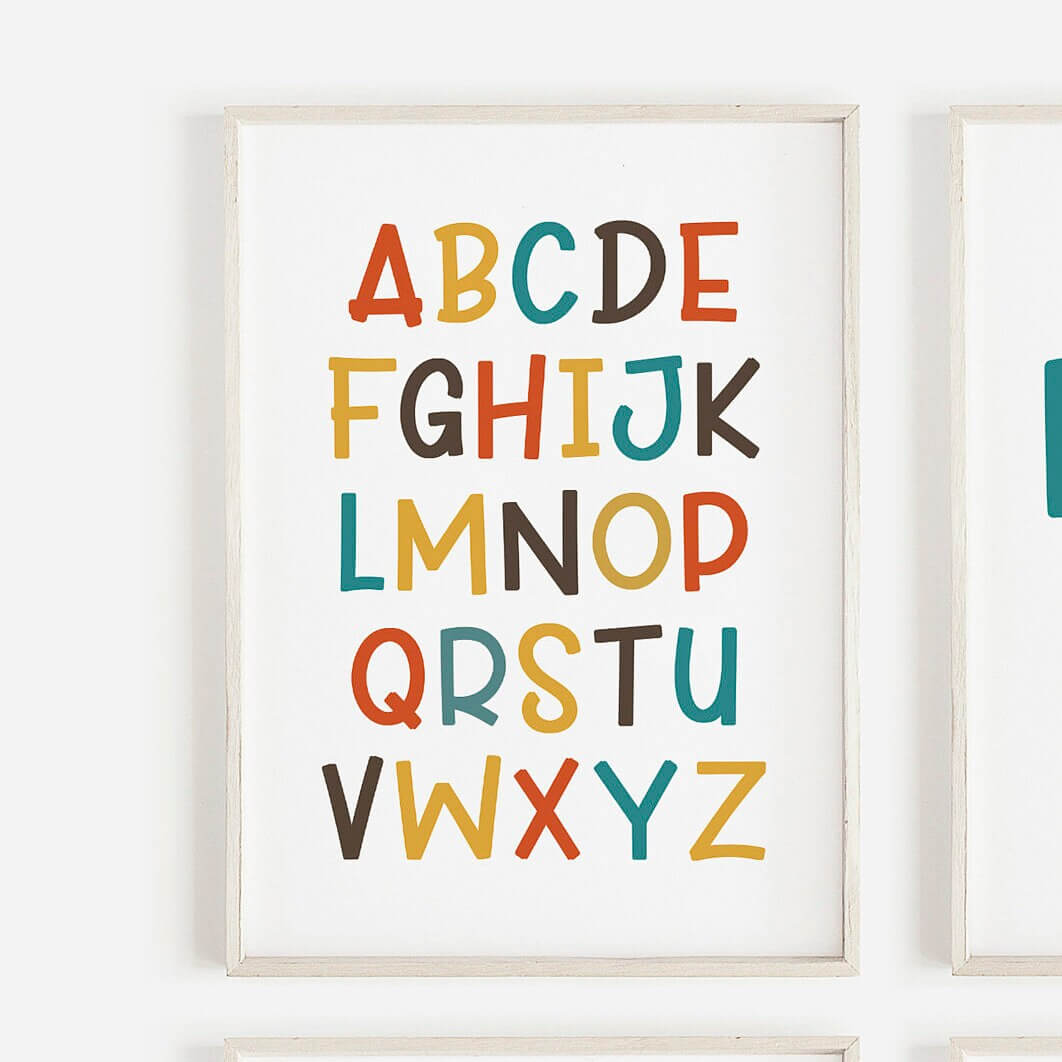 Nursery Wall Art, Colourful Playroom Prints, Nursery Print, Learning Prints, ABC Print, Number Print, Play All Day, Playroom Decor