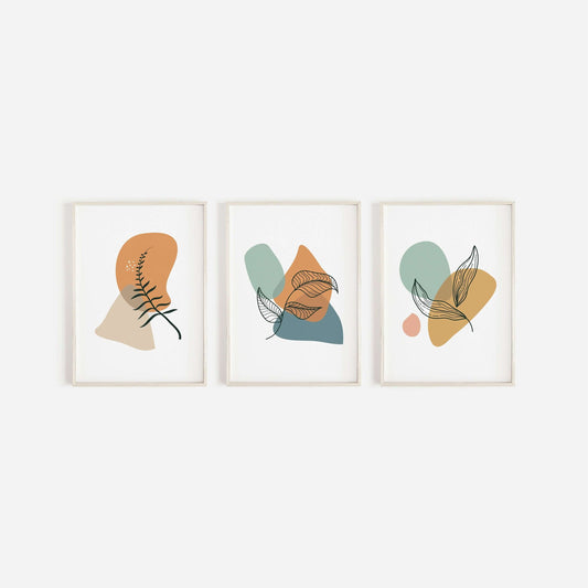Botanical Prints, Scandi Prints, Set of 3 Prints, Home Decor, Scandinavian Wall Art, Boho Prints, Abstract Prints, Modern Art, Home Prints