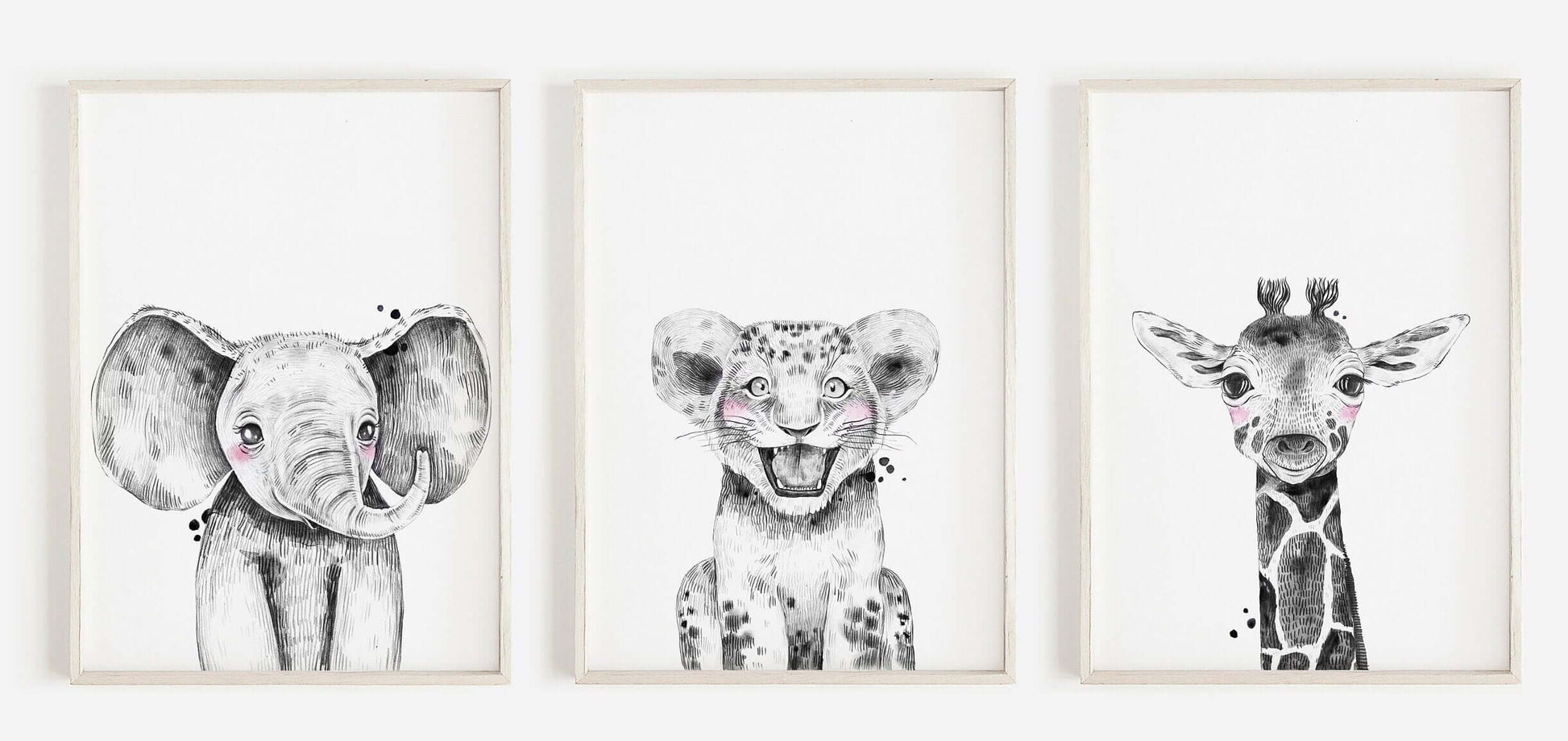 Safari Animal Prints Boys and Girls Nursery Set, Black & White, Safari Nursery Decor, Animal Nursery Prints, Nursery Wall Art