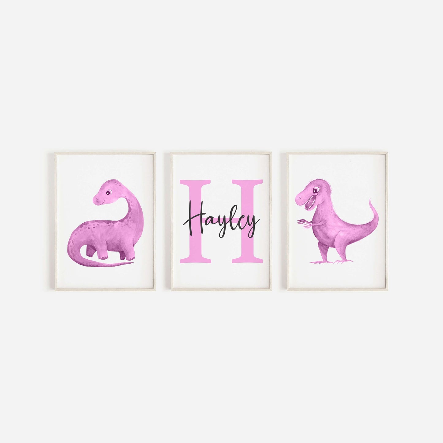 Set of 3 Personalised Dinosaur Nursery Prints, Nursery Decor, Watercolour Prints, Nursery Dinosaur Prints,Boys And Girls Nursery Prints