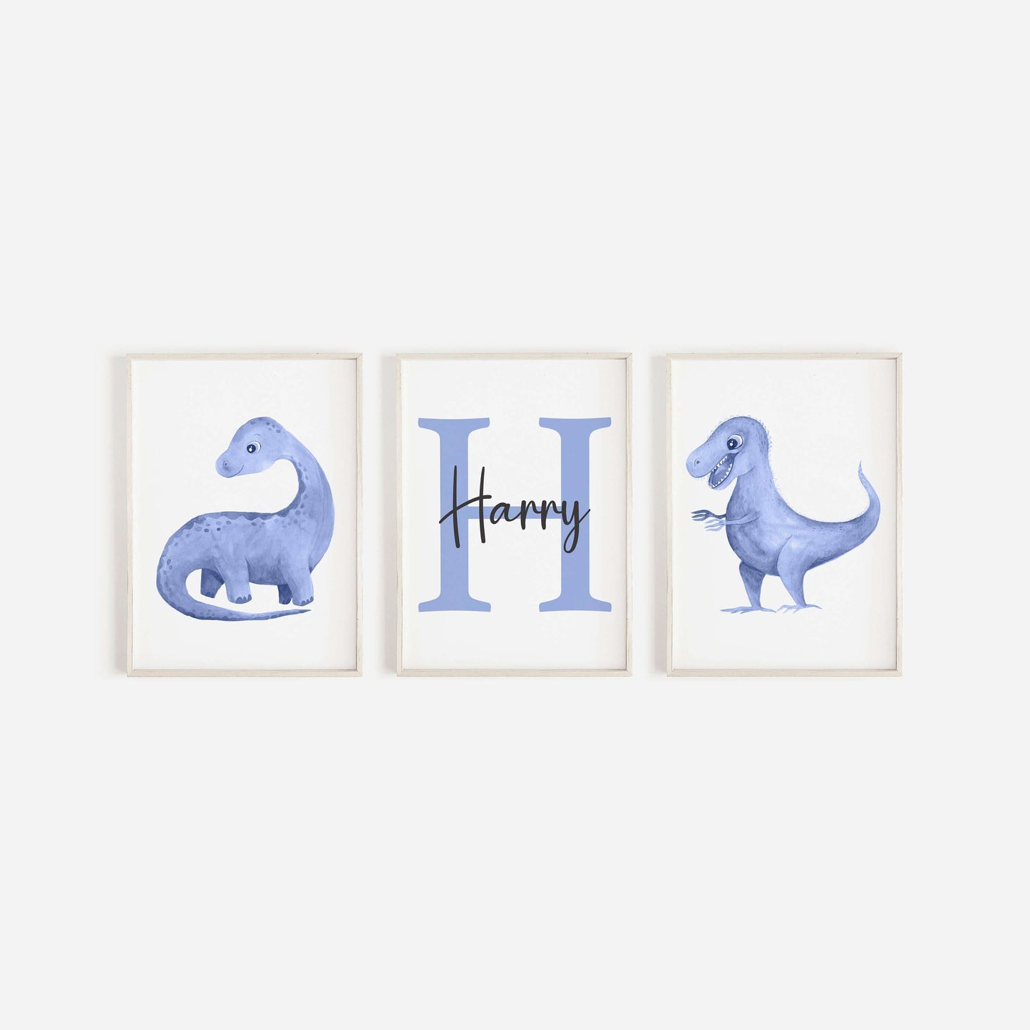 Set of 3 Personalised Dinosaur Nursery Prints, Nursery Decor, Watercolour Prints, Nursery Dinosaur Prints,Boys And Girls Nursery Prints
