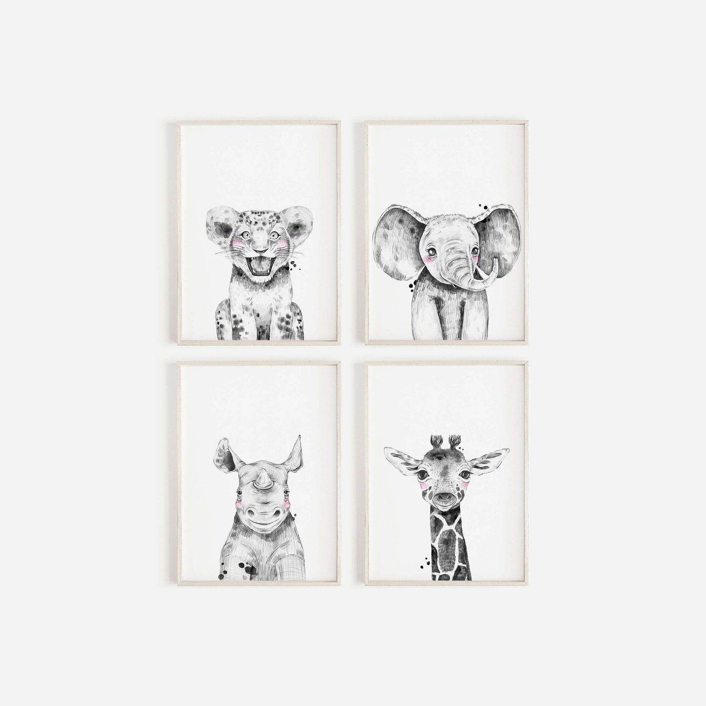 Safari Animal Prints Boys and Girls Nursery Set, Black & White, Safari Nursery Decor, Animal Nursery Prints, Nursery Wall Art