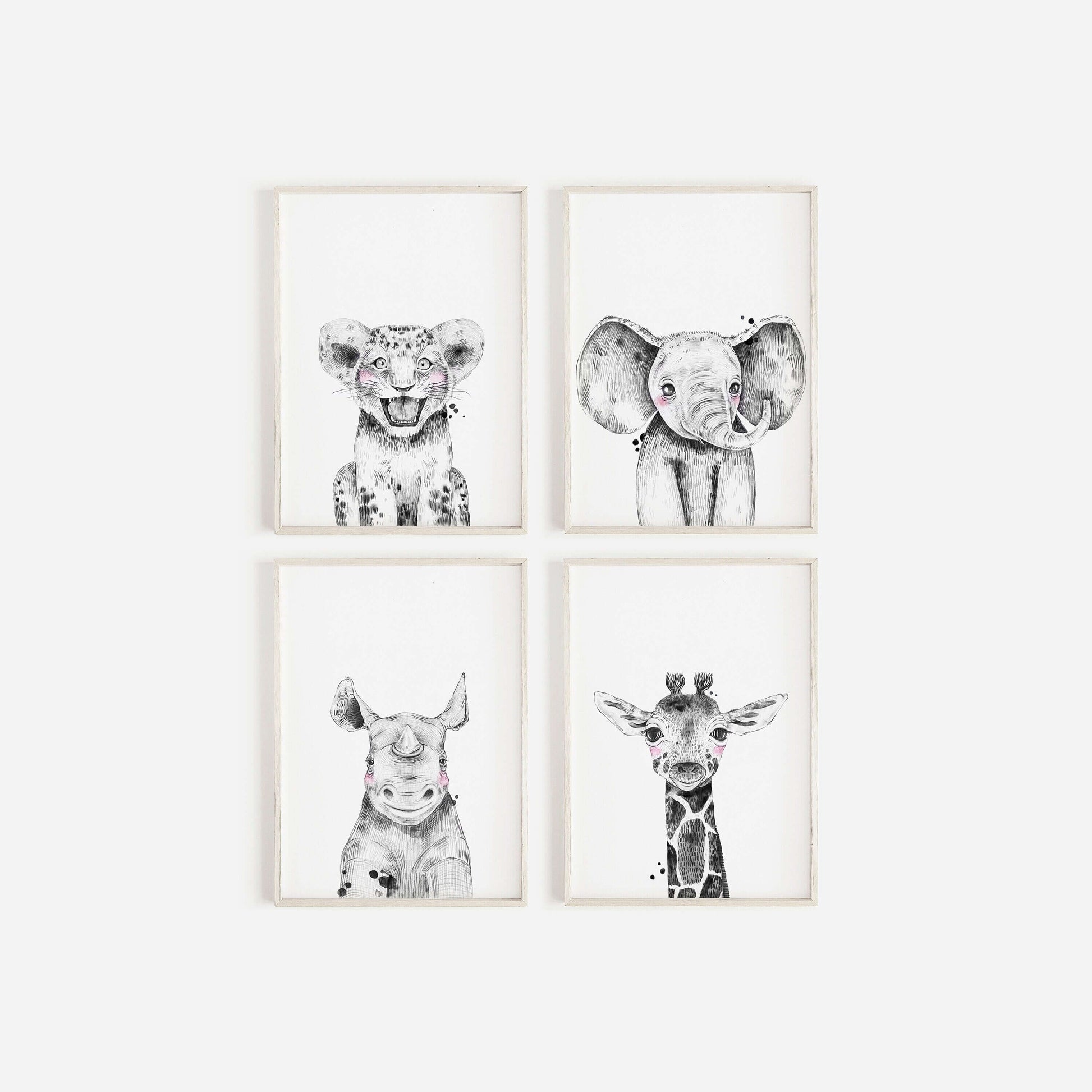 Safari Animal Prints Boys and Girls Nursery Set, Black & White, Safari Nursery Decor, Animal Nursery Prints, Nursery Wall Art