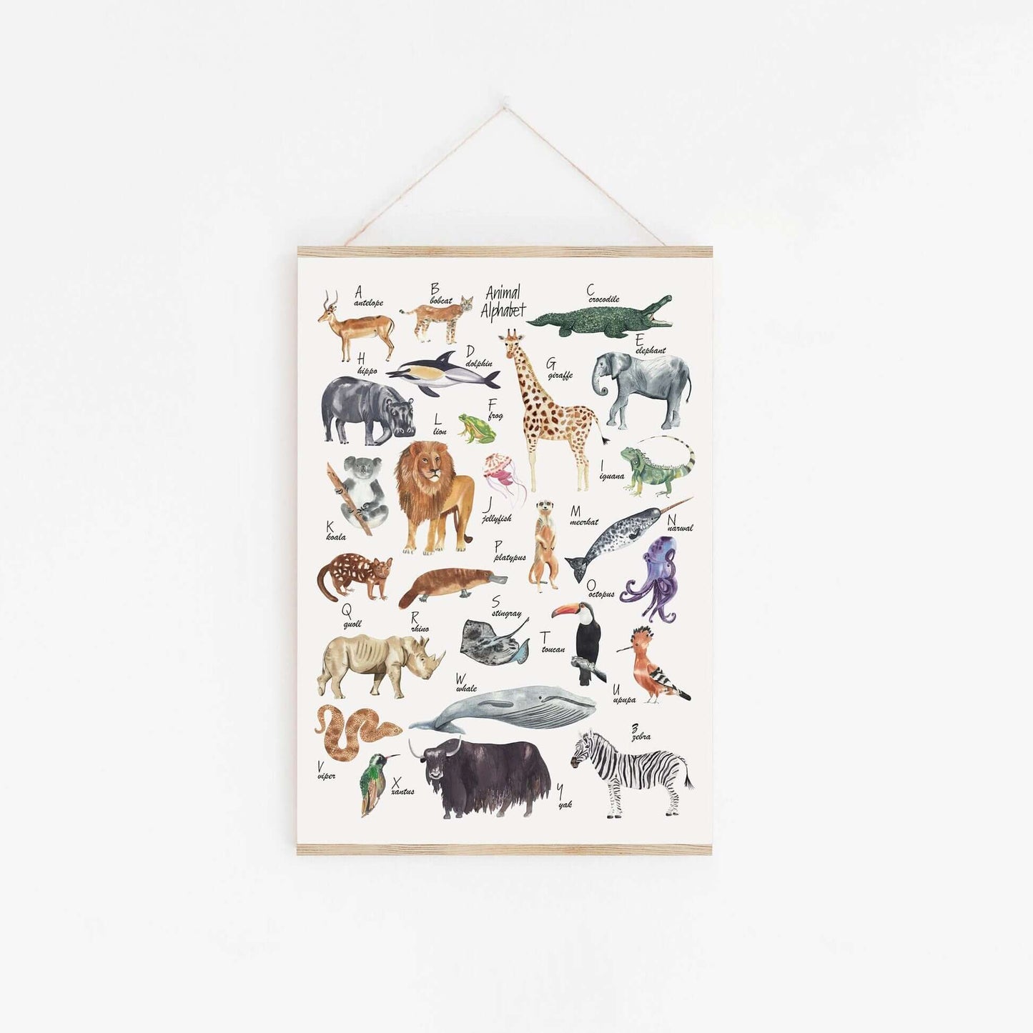 Animal Alphabet Print, Nursery Decor, Watercolour Prints, Educational Prints, Playroom Decor, Kids Alphabet Prints, Nursery Prints