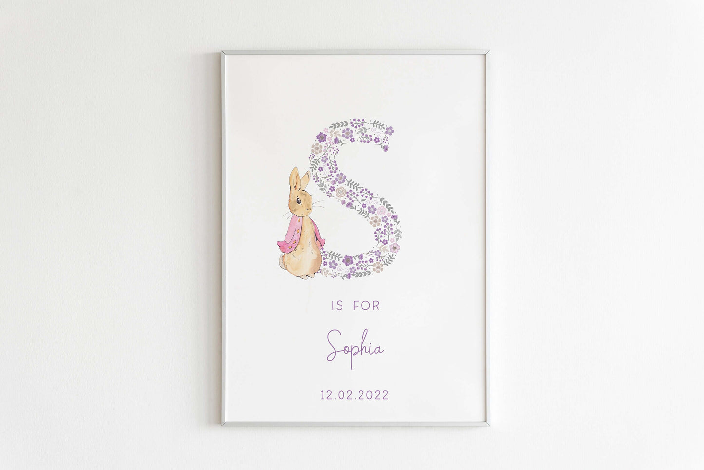 Peter Rabbit Nursery Print, Beatrix Potter Prints, Girls Nursery Print, Bedroom Print, Nursery Decor, Kids Bedroom Art, Baby Name Print