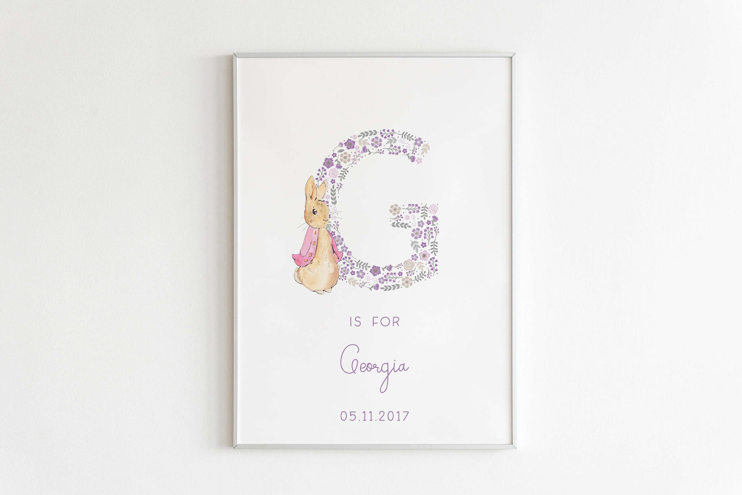 Peter Rabbit Nursery Print, Beatrix Potter Prints, Girls Nursery Print, Bedroom Print, Nursery Decor, Kids Bedroom Art, Baby Name Print
