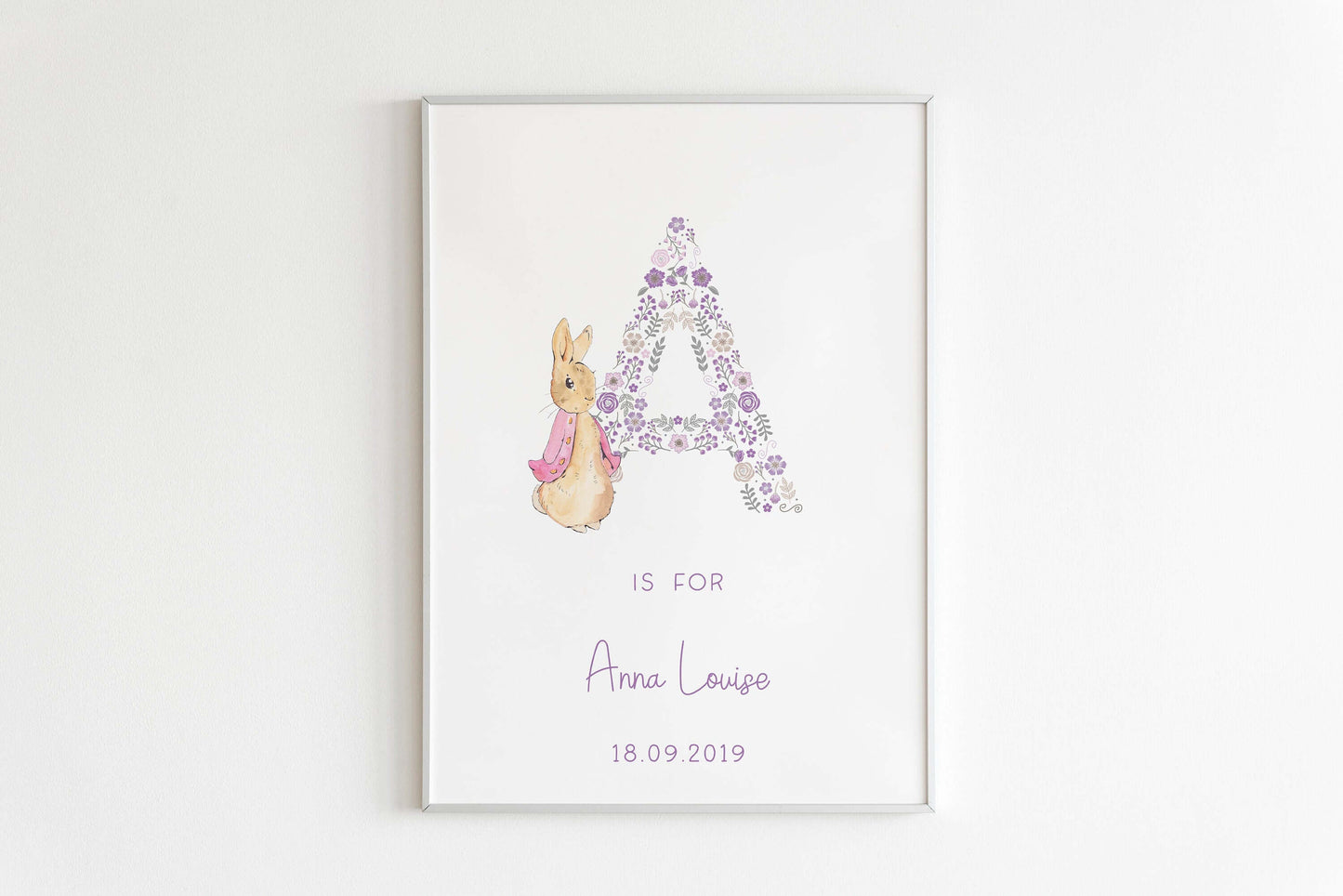 Peter Rabbit Nursery Print, Beatrix Potter Prints, Girls Nursery Print, Bedroom Print, Nursery Decor, Kids Bedroom Art, Baby Name Print