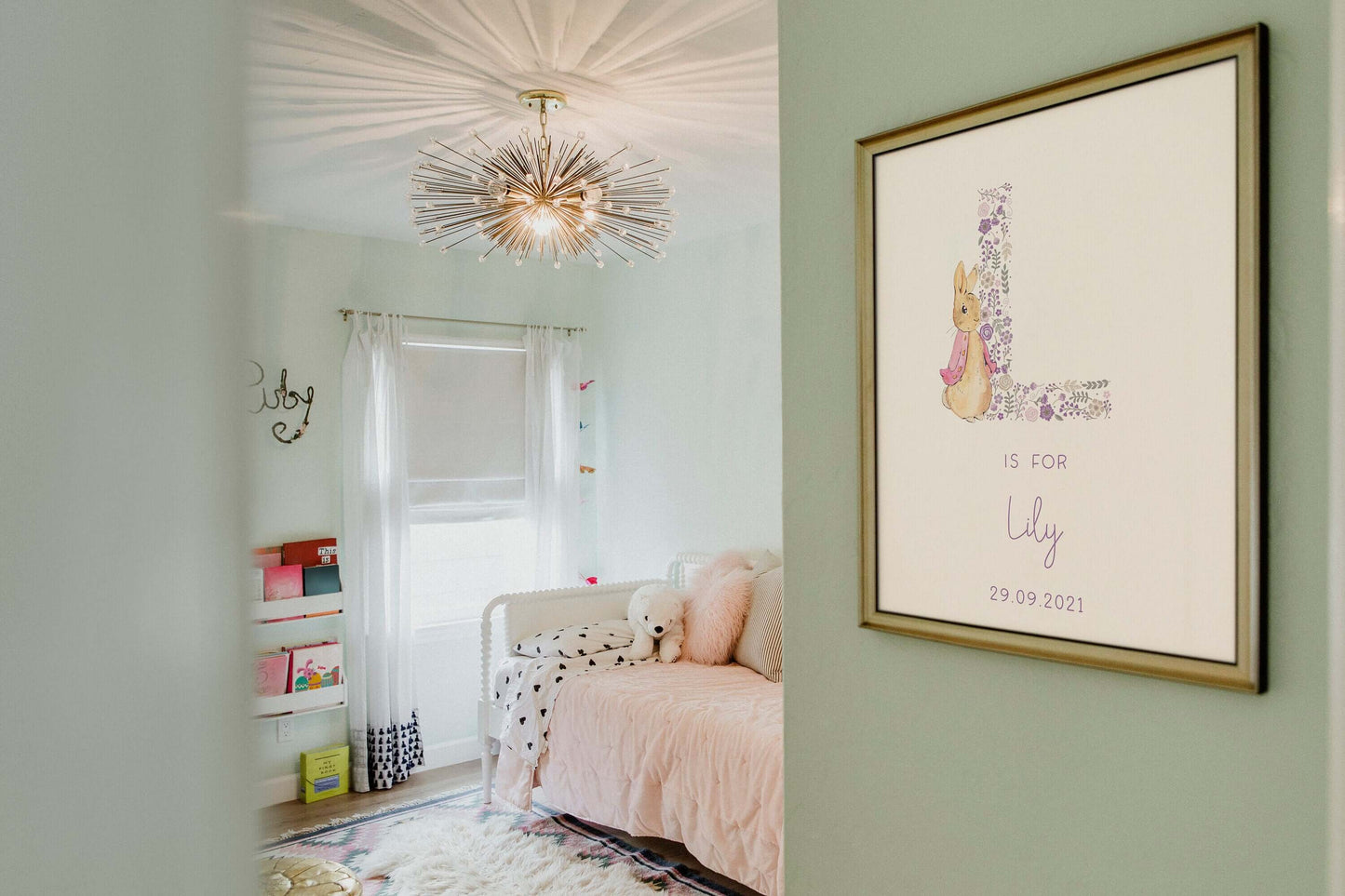 Peter Rabbit Nursery Print, Beatrix Potter Prints, Girls Nursery Print, Bedroom Print, Nursery Decor, Kids Bedroom Art, Baby Name Print