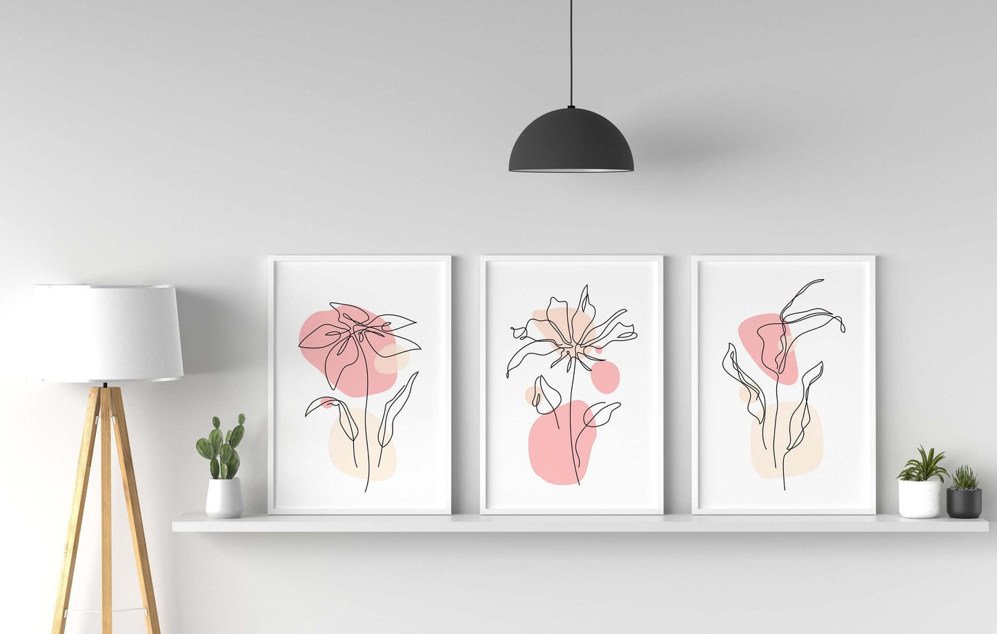 Set Of 3 Botanical Prints, Botanical Line Wall Art, Home Decor, Bathroom Prints, Modern Abstract Art, Boho Wall Decor, Living Room Prints