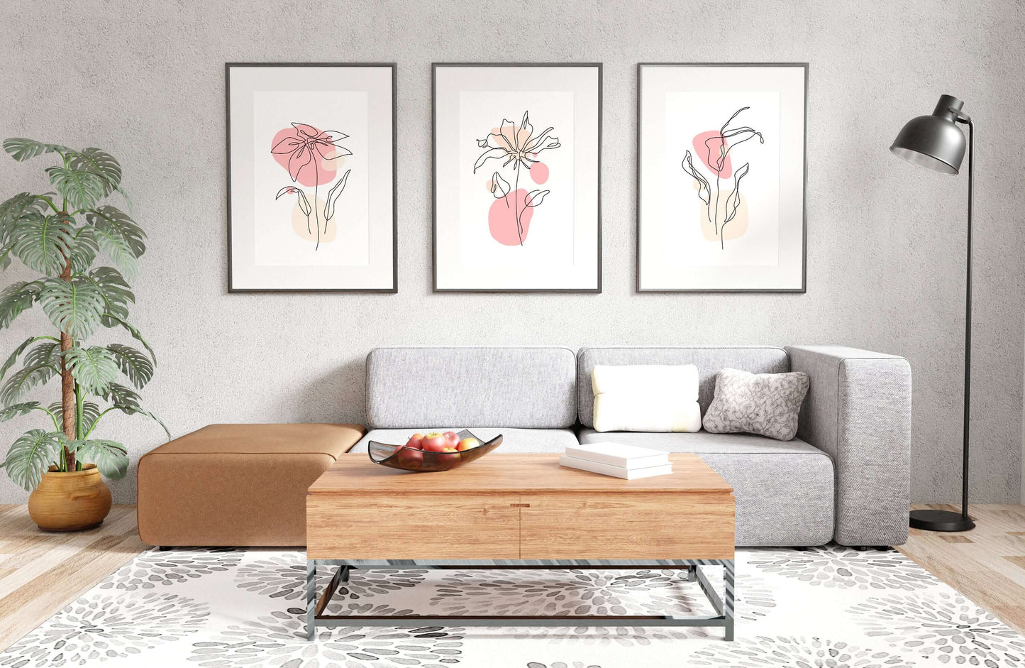 Set Of 3 Botanical Prints, Botanical Line Wall Art, Home Decor, Bathroom Prints, Modern Abstract Art, Boho Wall Decor, Living Room Prints