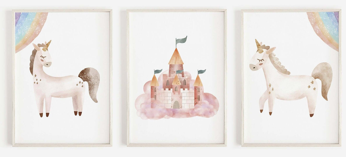 Set of 3, Nursery Decor, Unicorn Nursery Prints, Childs Bedroom Prints, Fairytale Print, Nursery Prints, Boho Nursery Prints, Kids Prints