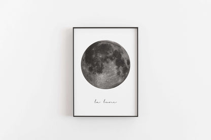La Lune Print, Modern Moon Wall Art, Home Decor, Home Prints, La Lune Poster, Illustrated Moon Wall Art