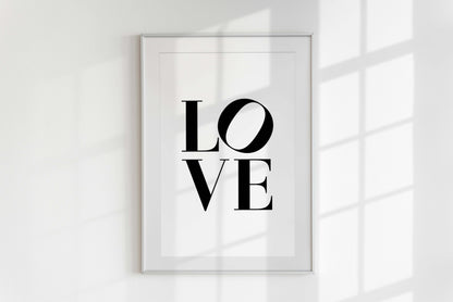 Love Typography Print, Modern Typography Print, Bedroom Wall Art