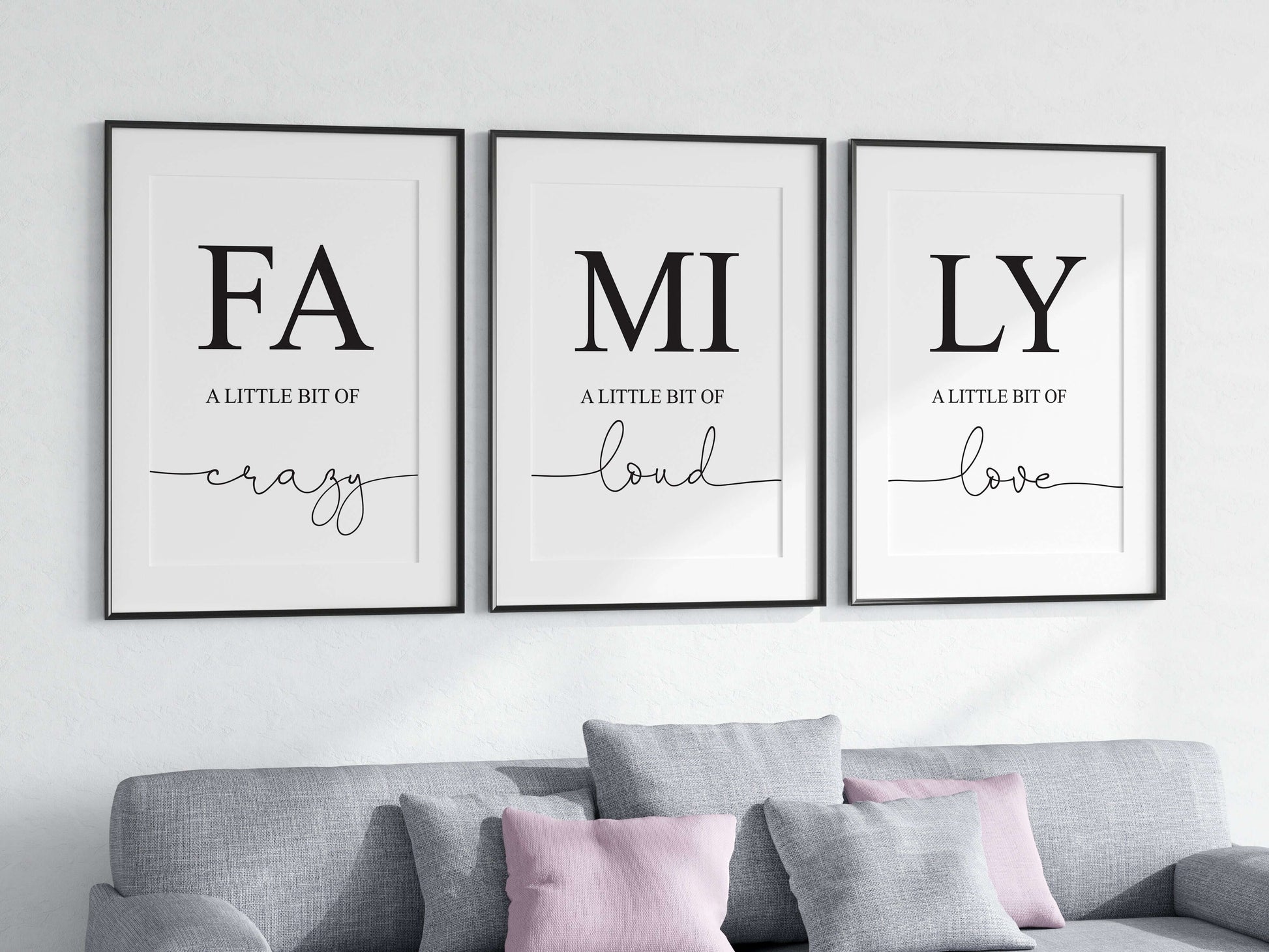 Set Of 3 Family Prints, Family Wall Art, Family Quotes, Definition Prints, Living Room Prints, Bedroom Prints