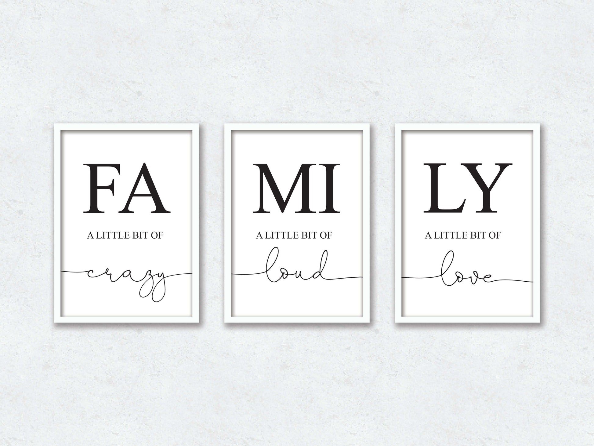 Set Of 3 Family Prints, Family Wall Art, Family Quotes, Definition Prints, Living Room Prints, Bedroom Prints