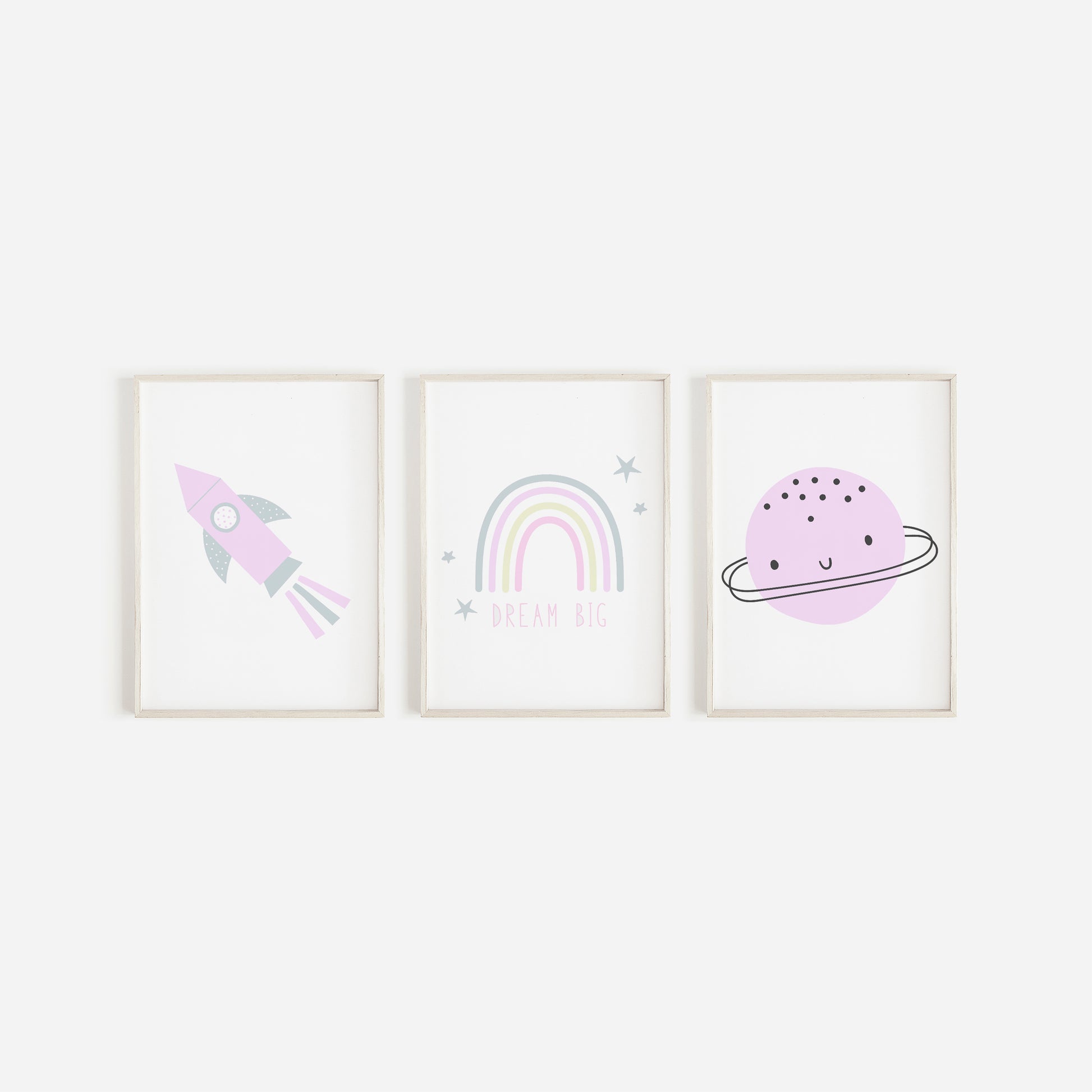 Set Of Space Prints, Girls Bedroom Prints, Kids Space Prints, Set Of 3, Dream Big, Space Prints, Home Decor, Kids Wall Decor, Nursery Prints