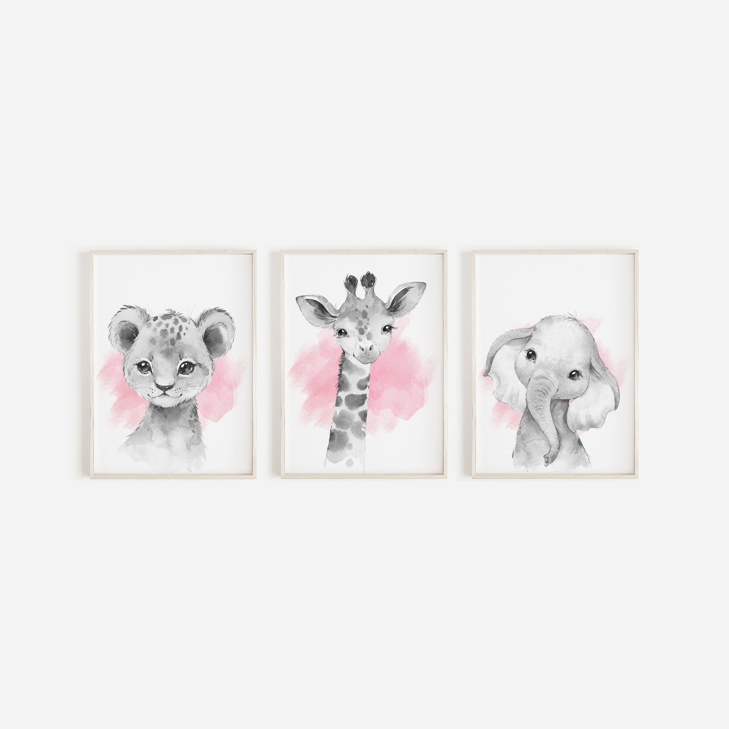 Safari Animal Prints Girls Nursery Set Black White With Pink Waterco