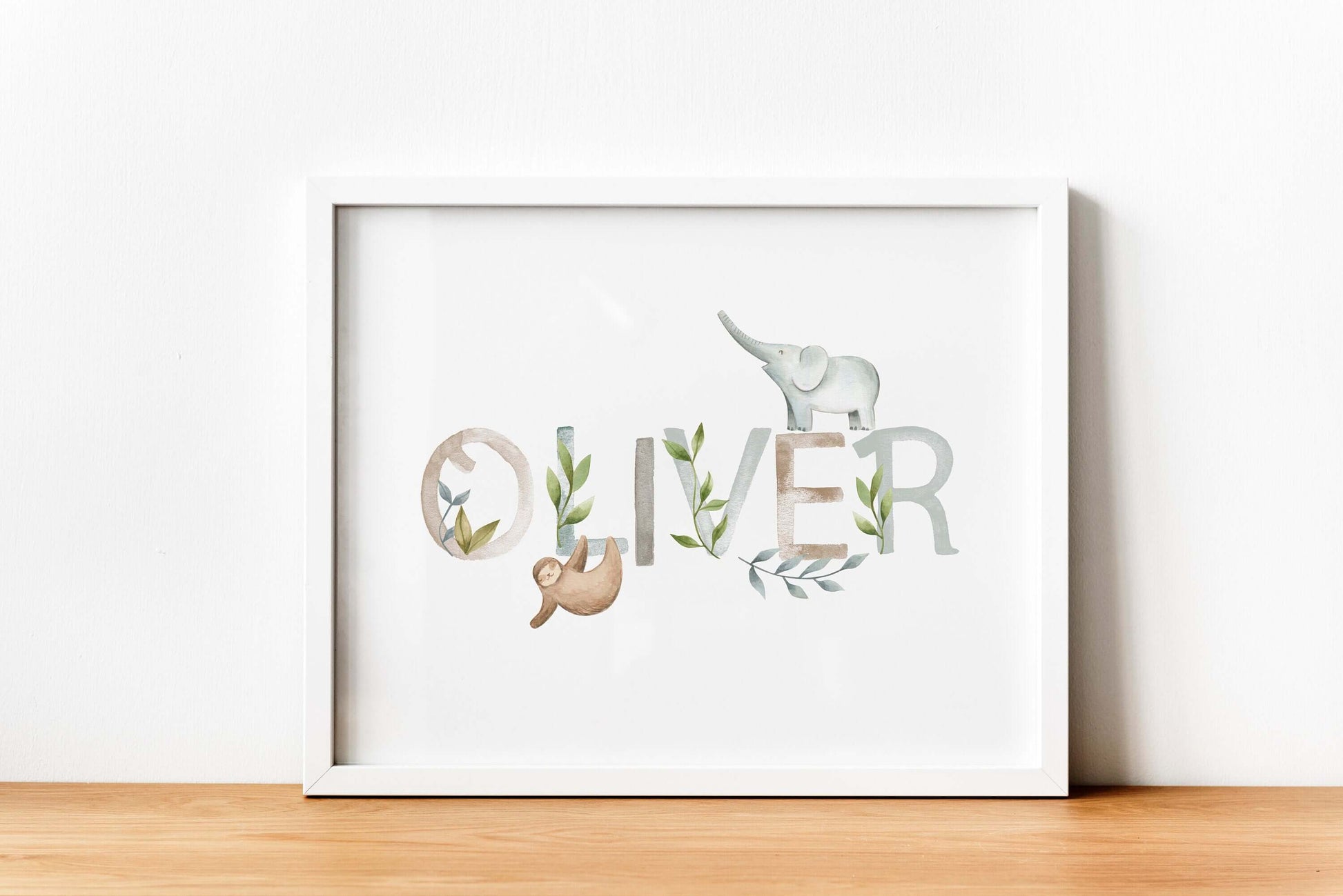 Personalised Nursery Print, Baby Name Animal Wall Art, Nursery Decor, Baby Shower Gift, Nursery Wall Art, Framed Gift, Animals Wall Art
