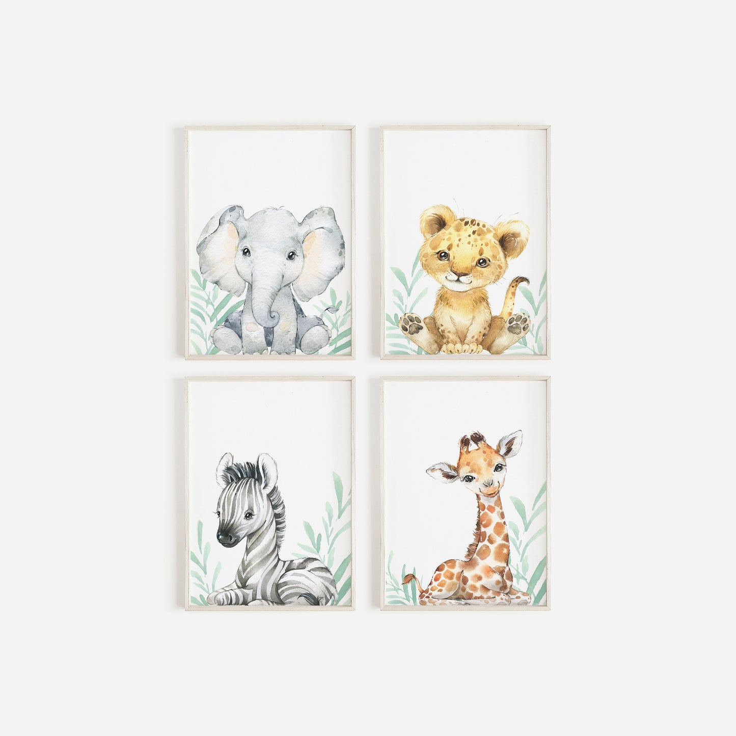 Safari Nursery Prints, Set Of 4, Safari Nursery Decor, Animal Nursery Prints, Nursery Wall Art, Safari Baby Animal Prints, Gender Neutral