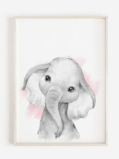 Safari Animal Prints Girls Nursery Set,Black & White With Pink Watercolour Splash,Safari Nursery Decor,Animal Nursery Prints,Nursery Art