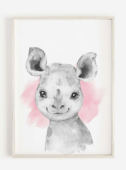 Safari Animal Prints Girls Nursery Set,Black & White With Pink Watercolour Splash,Safari Nursery Decor,Animal Nursery Prints,Nursery Art