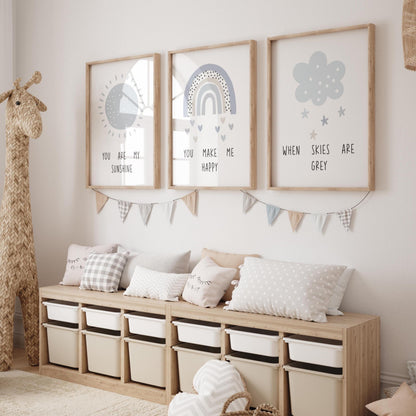 Set of 3, Boys Nursery Decor, Rainbow Nursery Prints, Nursery Print, Sunshine Print, Nursery Prints, Boho Nursery Prints, Boys Prints