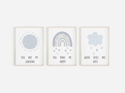 Set of 3, Boys Nursery Decor, Rainbow Nursery Prints, Nursery Print, Sunshine Print, Nursery Prints, Boho Nursery Prints, Boys Prints